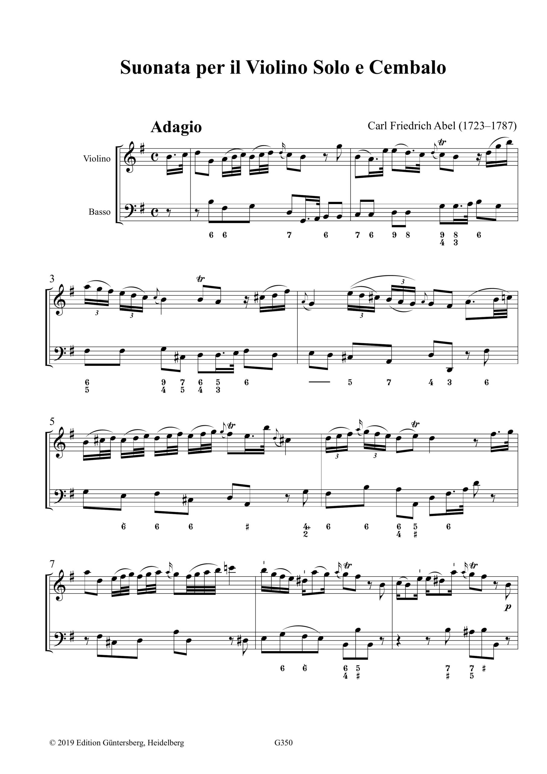 Carl Friedrich Abel (1723–1787) Suonata per il Violino Solo e Cembalo G-Dur - Besprechungen / Reviews – Bild 8