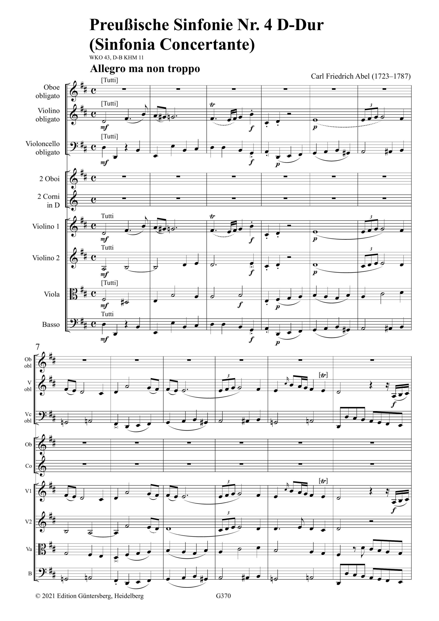 Carl Friedrich Abel (1723-1787) Sechs Preußische Sinfonien - Nr. 1 C-Dur, Nr. 2 B-Dur, Nr. 3 Es-Dur, Nr. 4 D-Dur (Sinfonia Concertante), Nr. 5 B-Dur, Nr. 6 D-Dur – Bild 2