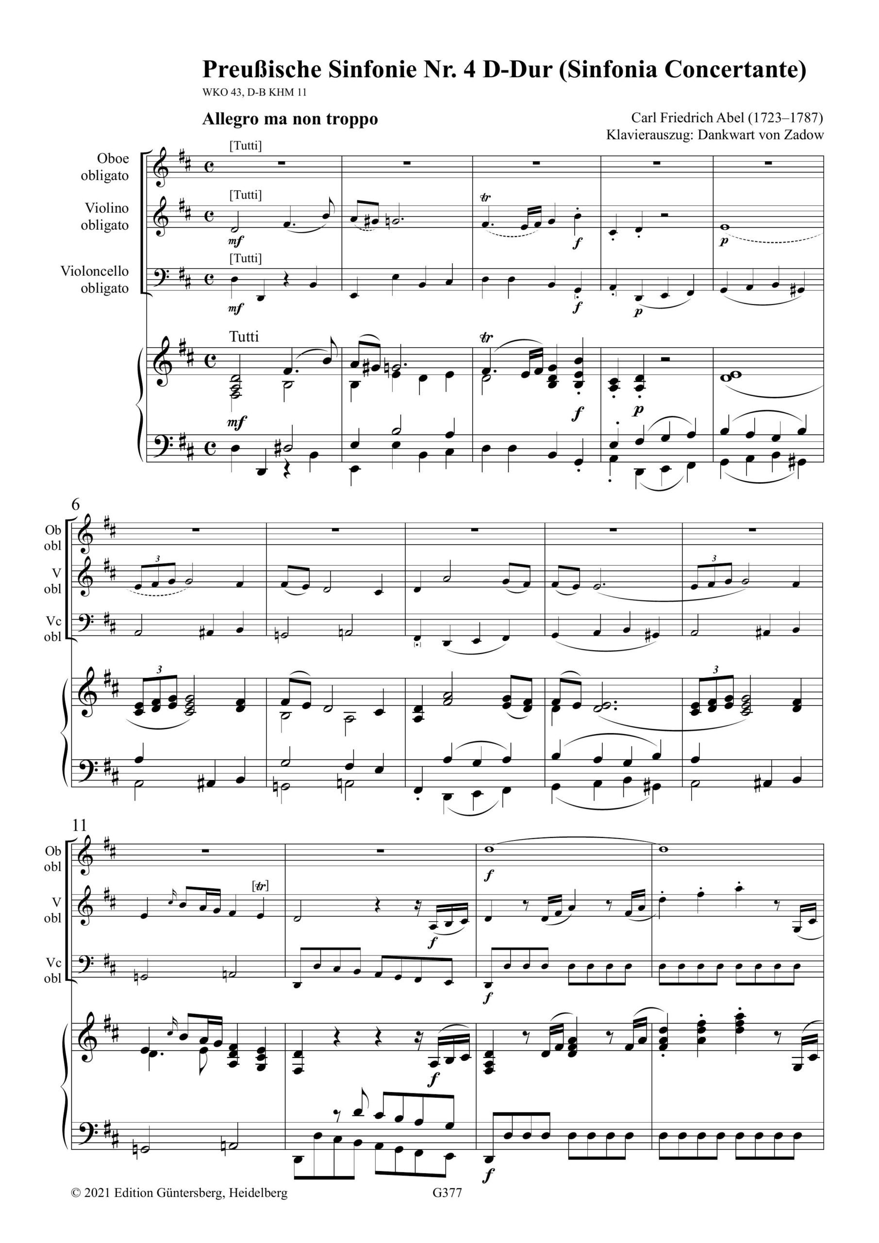 Carl Friedrich Abel (1723-1787) Sechs Preußische Sinfonien - Nr. 1 C-Dur, Nr. 2 B-Dur, Nr. 3 Es-Dur, Nr. 4 D-Dur (Sinfonia Concertante), Nr. 5 B-Dur, Nr. 6 D-Dur – Bild 2