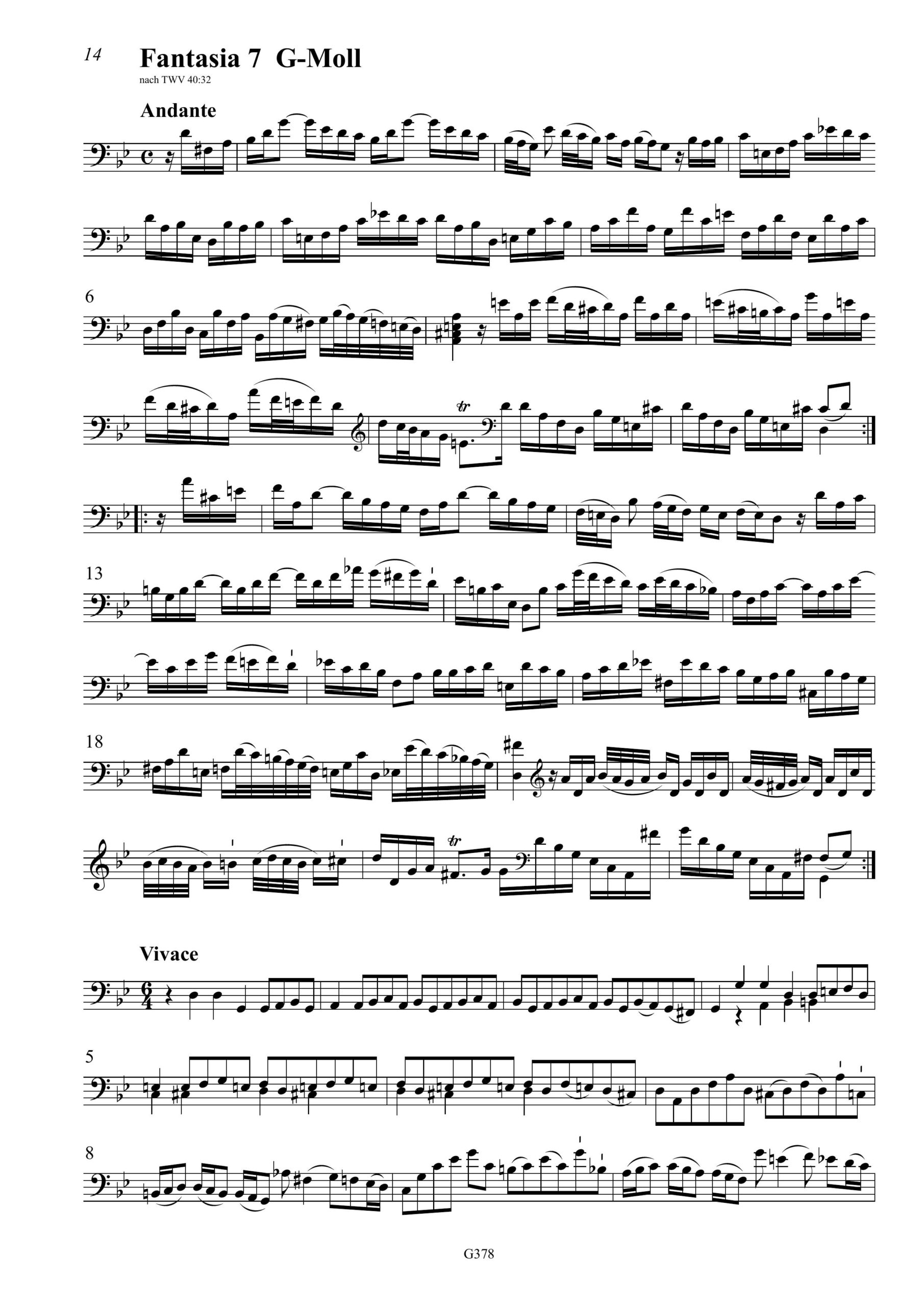 Georg Philipp Telemann (1681–1767) Zwölf Fantasien für Violoncello solo - Bearbeitung der Fantasien für Viola da Gamba TWV 40:26–37 – Bild 4