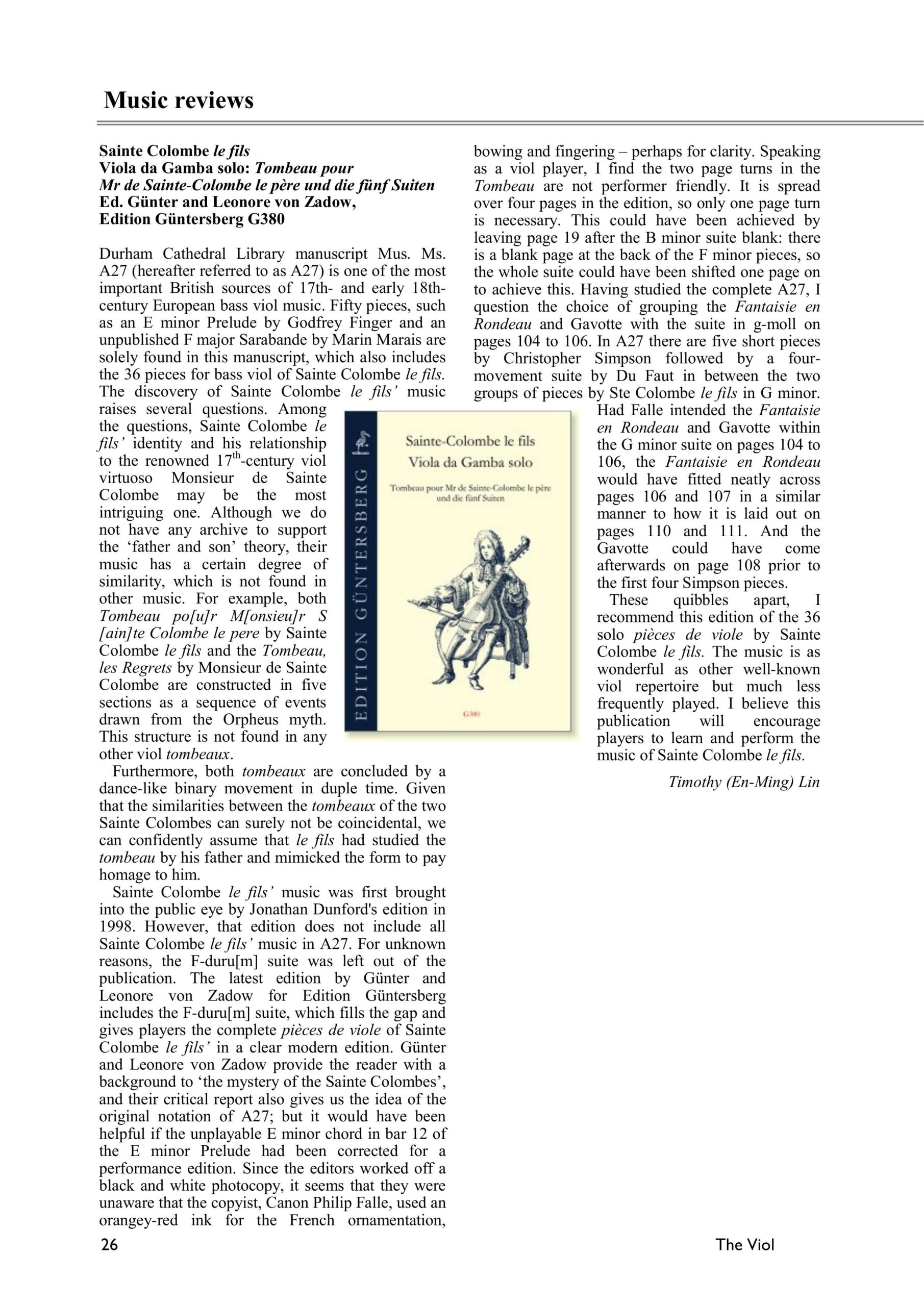 Sainte-Colombe le fils (erstes Viertel 18. Jahrhundert) Viola da Gamba solo - Tombeau pour Mr de Sainte-Colombe le père und die fünf Suiten - Image 4