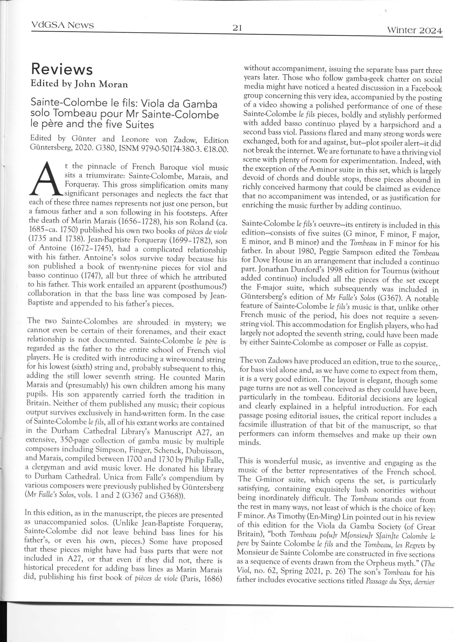 Sainte-Colombe le fils (erstes Viertel 18. Jahrhundert) Viola da Gamba solo - Tombeau pour Mr de Sainte-Colombe le père und die fünf Suiten - Image 5