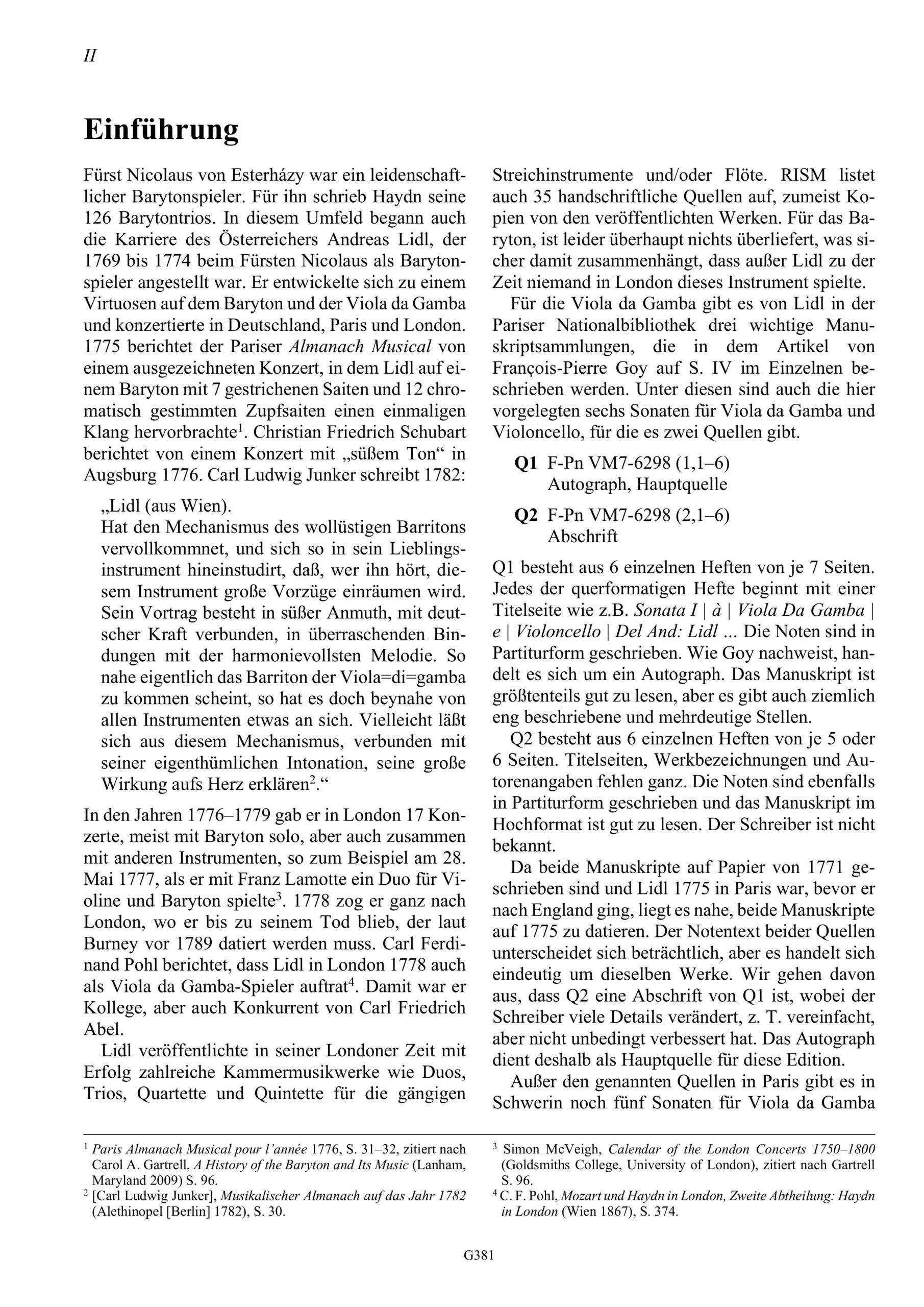 Andreas Lidl (? - vor 1789) Sechs Sonaten für Viola da Gamba und Violoncello - Paris ca. 1775 – Bild 2