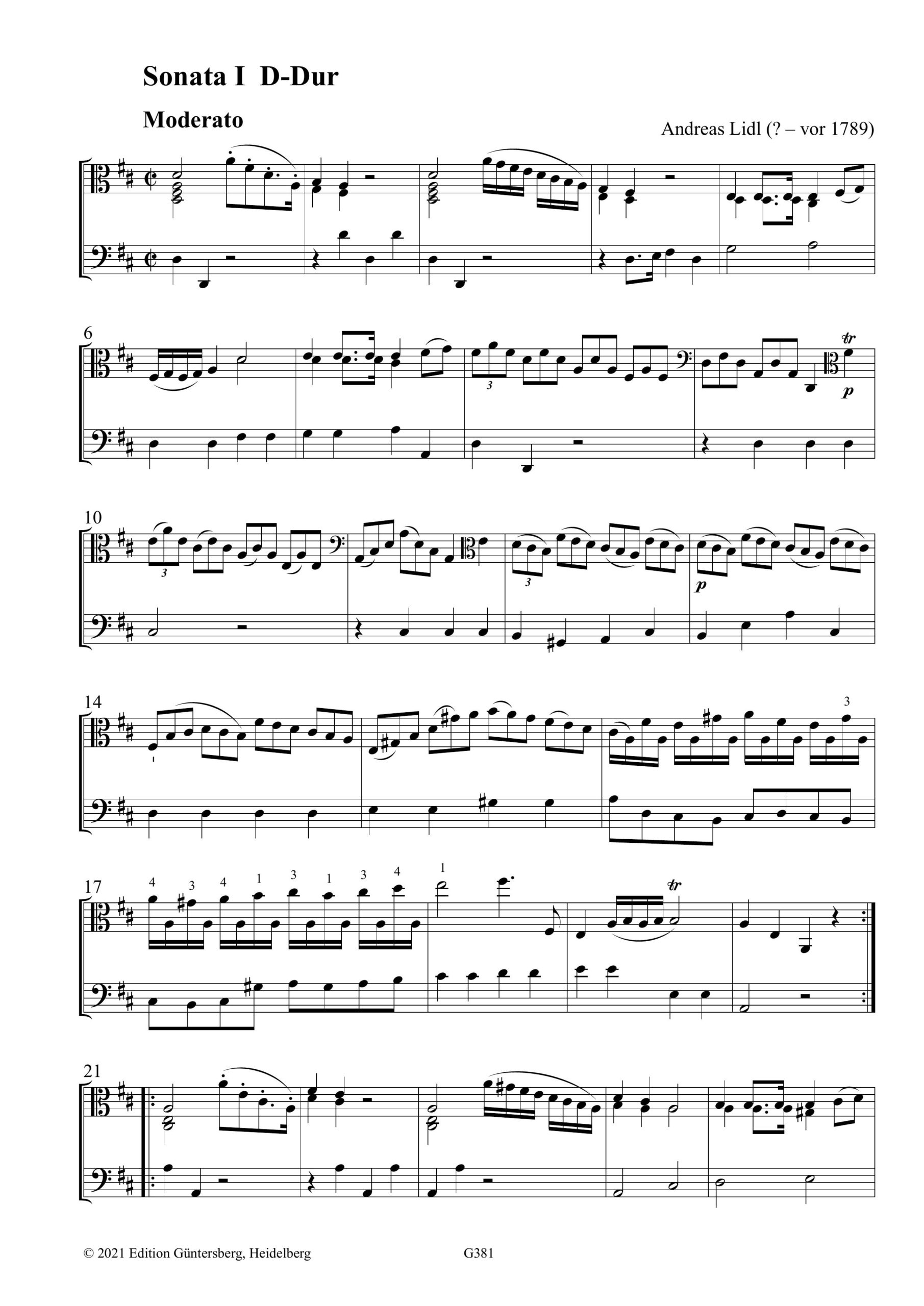 Andreas Lidl (? - vor 1789) Sechs Sonaten für Viola da Gamba und Violoncello - Paris ca. 1775 – Bild 5