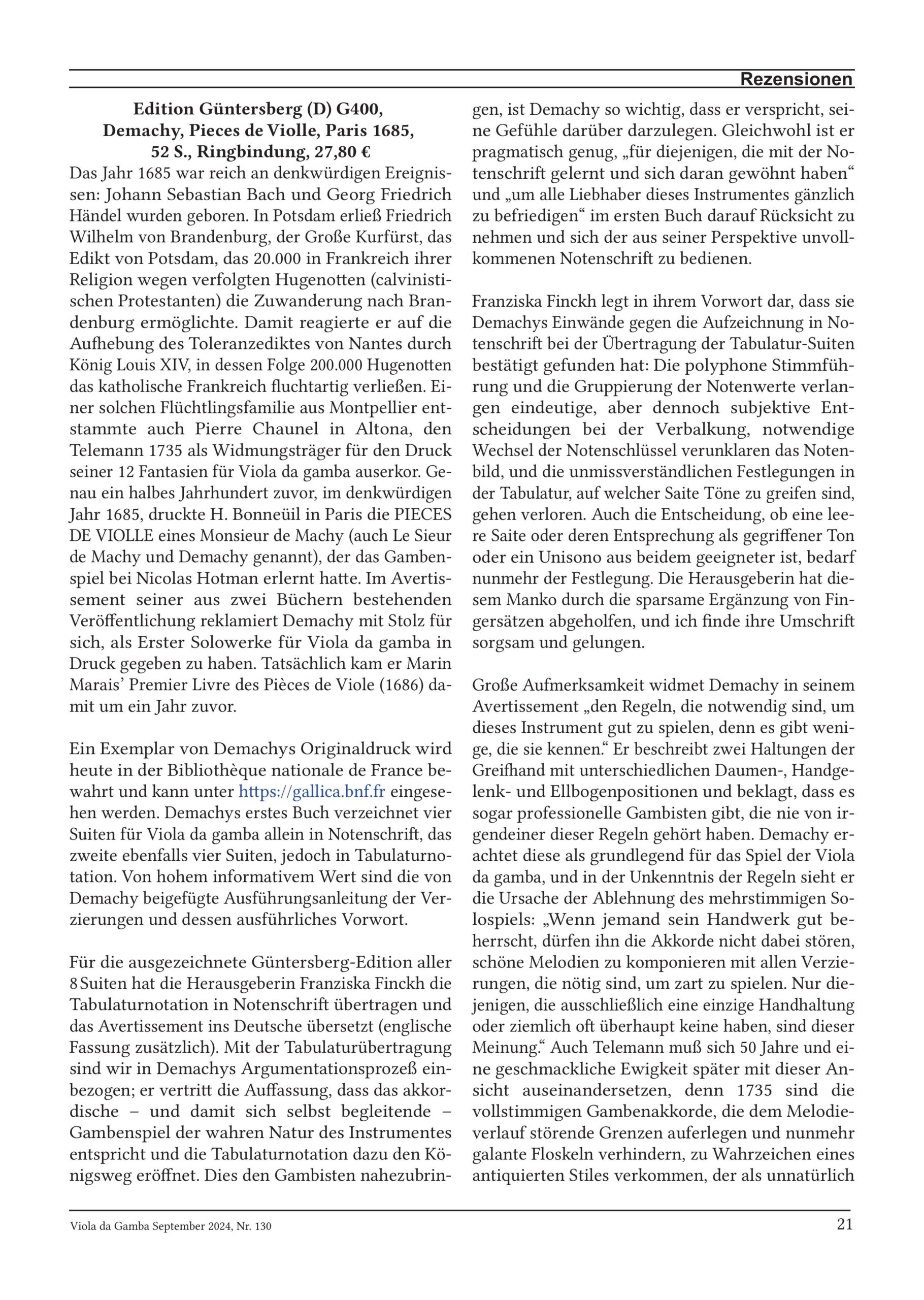 Demachy (2. Hälfte 17. Jahrhundert) Pieces de Violle - Acht Suiten für Viola da Gamba solo – Bild 6