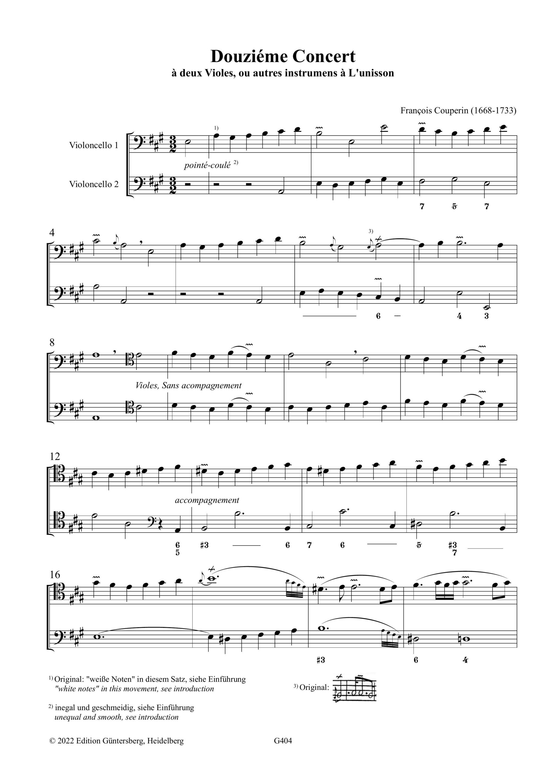 François Couperin (1668-1733) Les Goûts-réünis - Zwölftes und Dreizehntes Konzert für zwei Violoncelli oder Fagotte – Bild 4