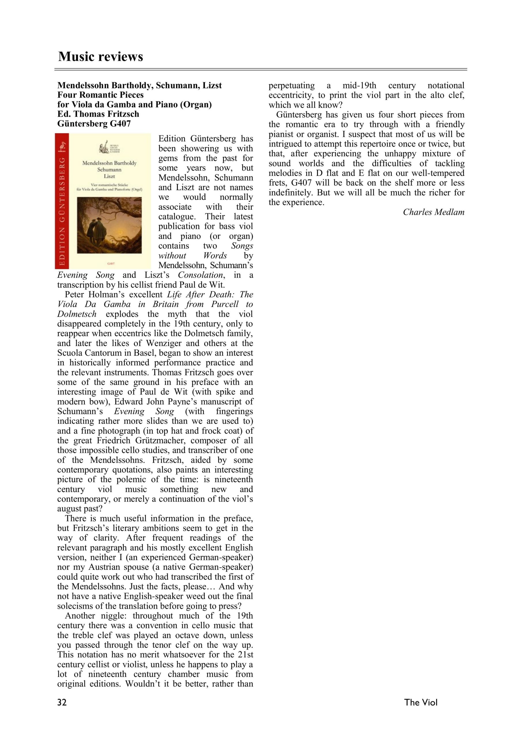 Felix Mendelssohn Bartholdy, Robert Schumann, Franz Liszt (19. Jahrhundert) Vier romantische Stücke für Viola da Gamba und Pianoforte (Orgel) - Originaladaptionen aus dem 19. Jahrhundert – Bild 5