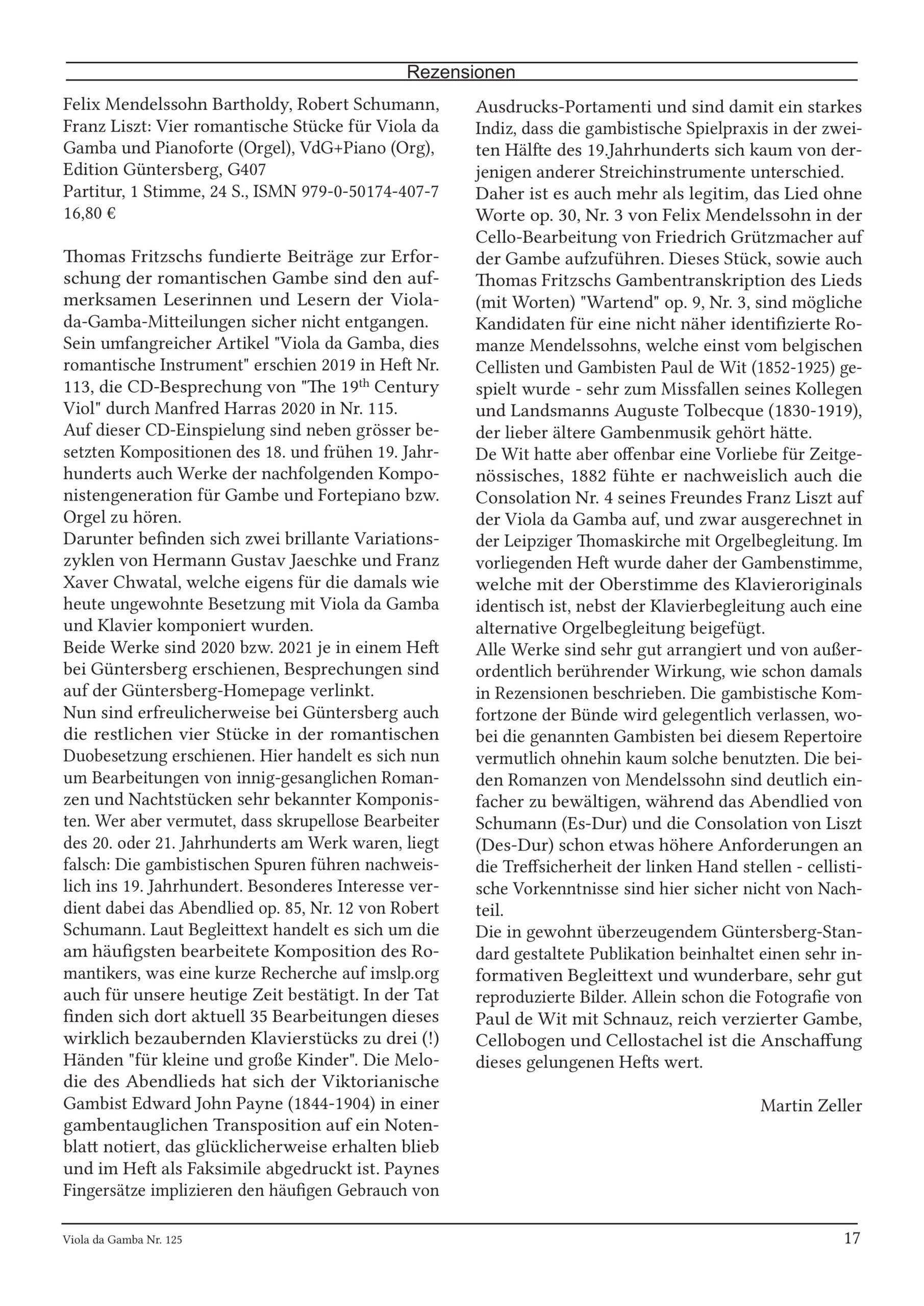Felix Mendelssohn Bartholdy, Robert Schumann, Franz Liszt (19. Jahrhundert) Vier romantische Stücke für Viola da Gamba und Pianoforte (Orgel) - Originaladaptionen aus dem 19. Jahrhundert – Bild 6