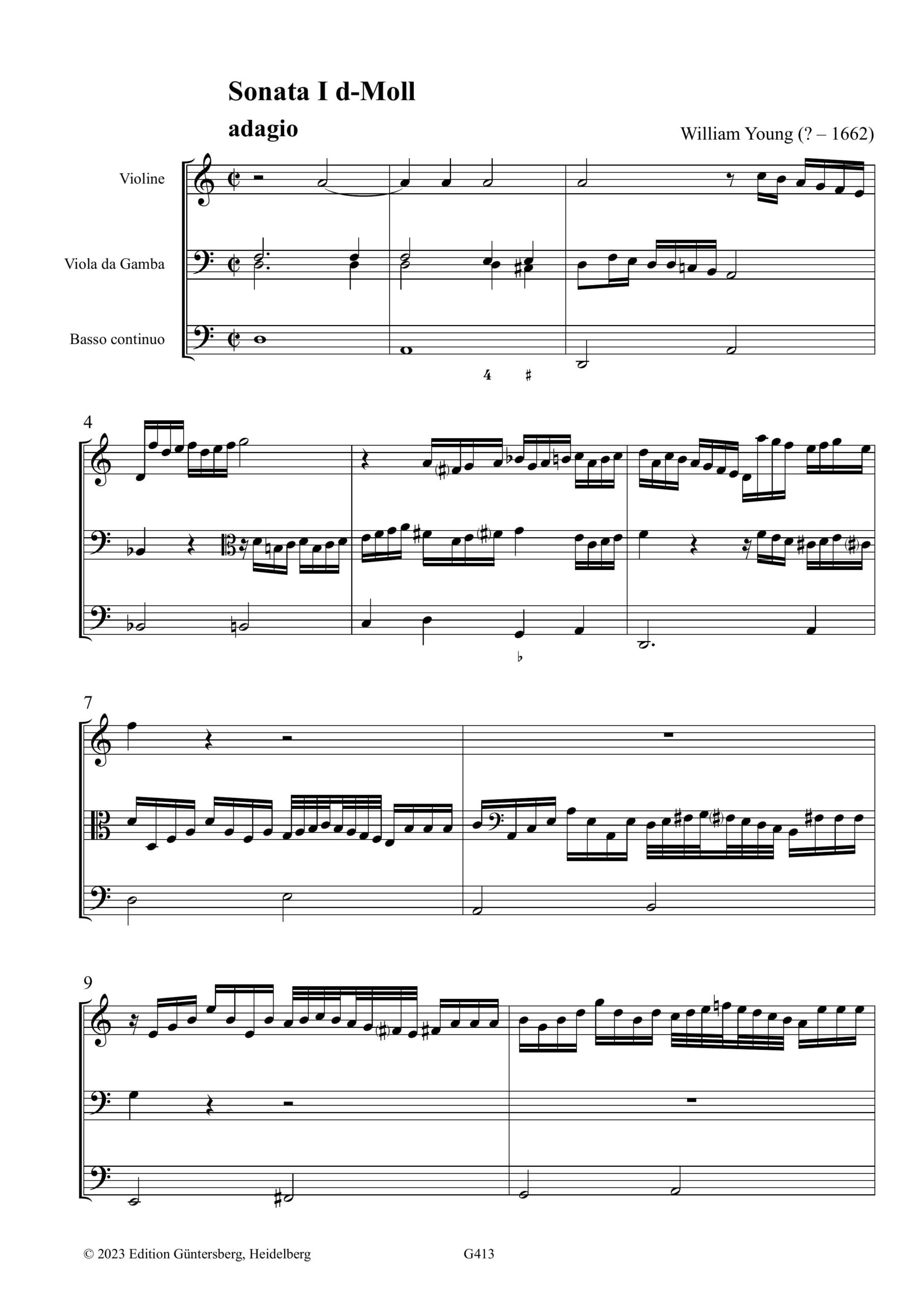 William Young (?–1662) Zwei Triosonaten für Violine, Viola da Gamba und Basso continuo - Sonata I d-Moll und Sonata II C-Dur - Image 3