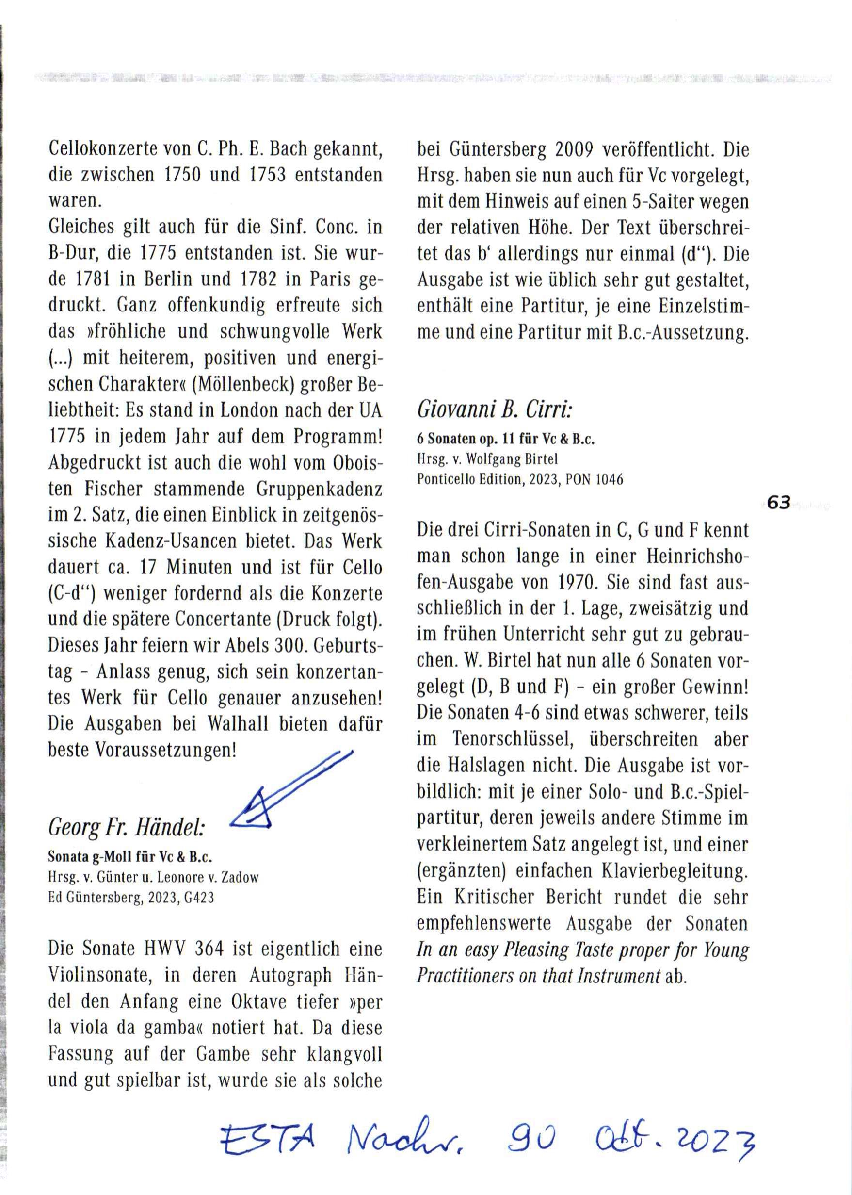 Georg Friedrich Händel (1685–1759) Sonata G-Moll HWV 364 für Violoncello und Basso continuo - Violoncellofassung der Sonate für Violine bzw. Viola da Gamba – Bild 3