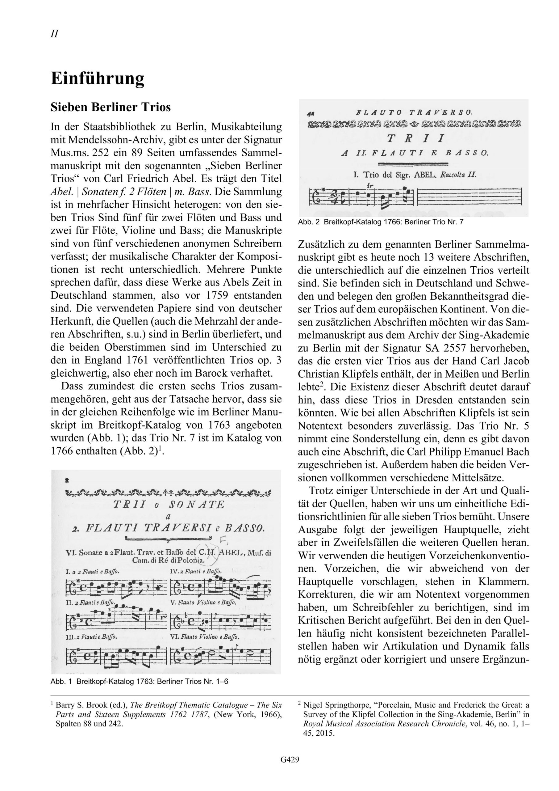 Carl Friedrich Abel (1723–1787) Sieben Berliner Trios - für Traversflöte und zweite Traversflöte oder Violine und Basso – Bild 4
