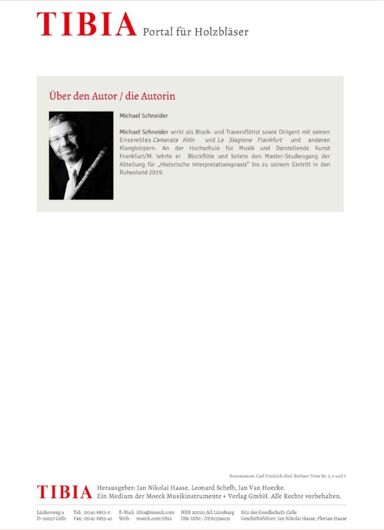 Carl Friedrich Abel (1723–1787) Sieben Berliner Trios - für Traversflöte und zweite Traversflöte oder Violine und Basso