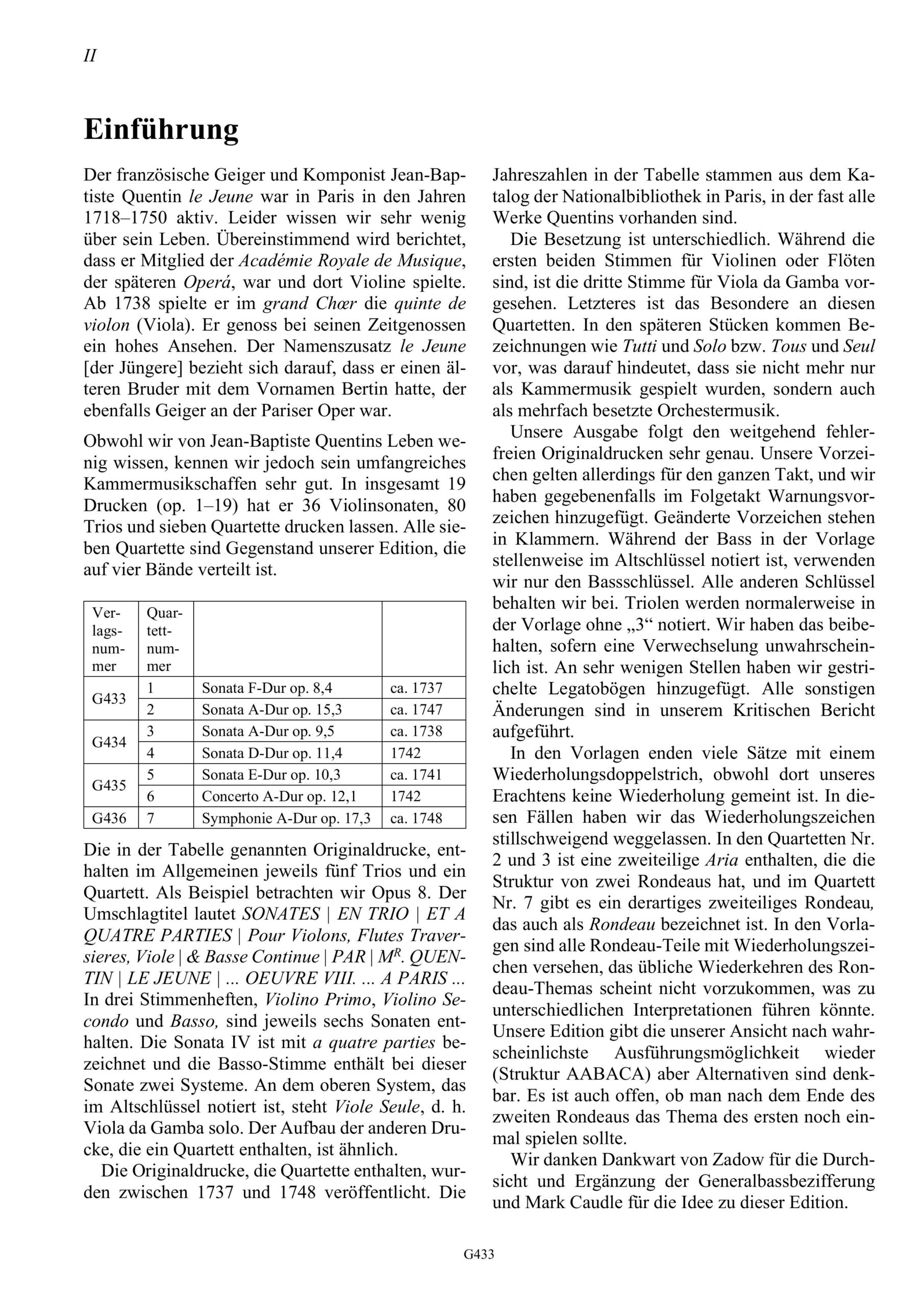 Jean-Baptiste Quentin (vor 1700 – ca. 1767) Sieben Quartette - für Traversflöte/Violine, Violine, Viola da Gamba und Basso continuo – Bild 2