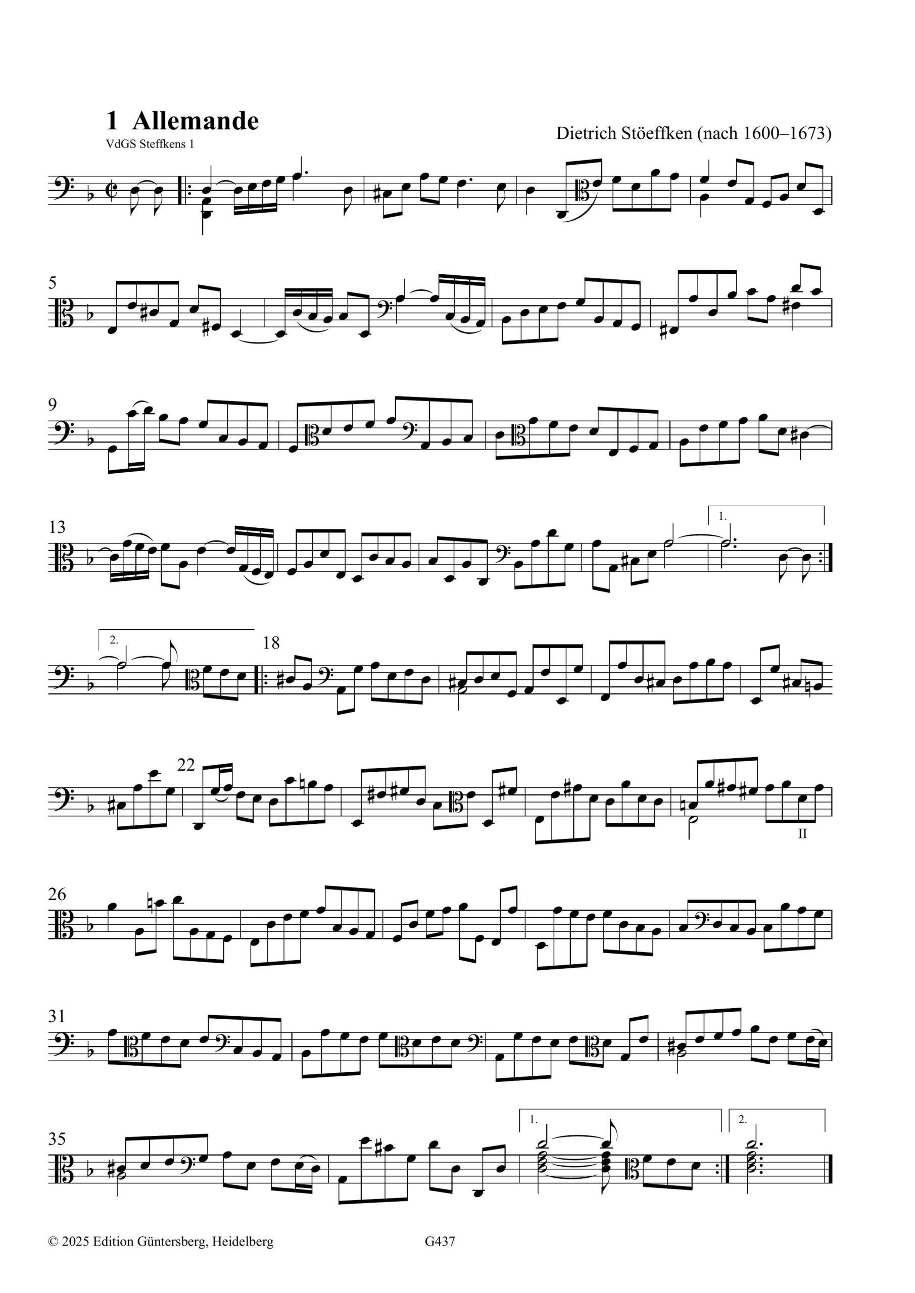 Dietrich Stöeffken (nach 1600 – 1673) Airs & Divisions - Suiten und Divisions on a Ground für Viola da Gamba – Bild 4