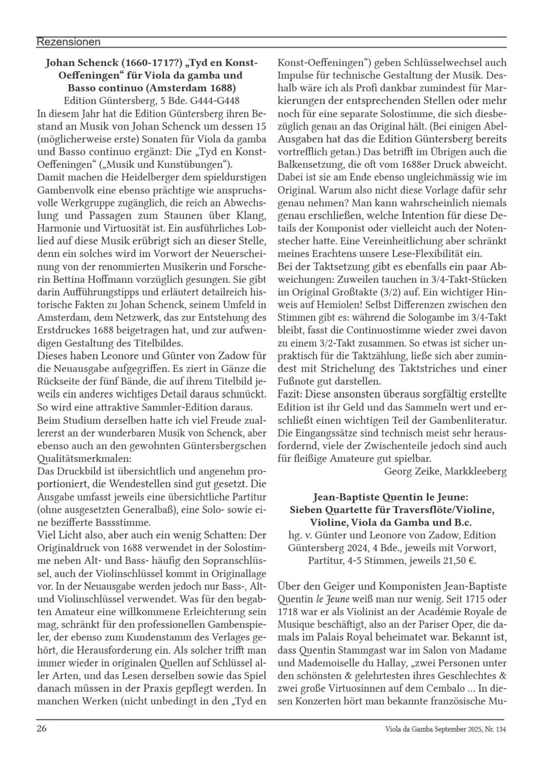 Johan Schenck (1660–1717?) Tyd en Konst-Oeffeningen - 15 Sonaten für Viola da Gamba und Basso continuo – Bild 3