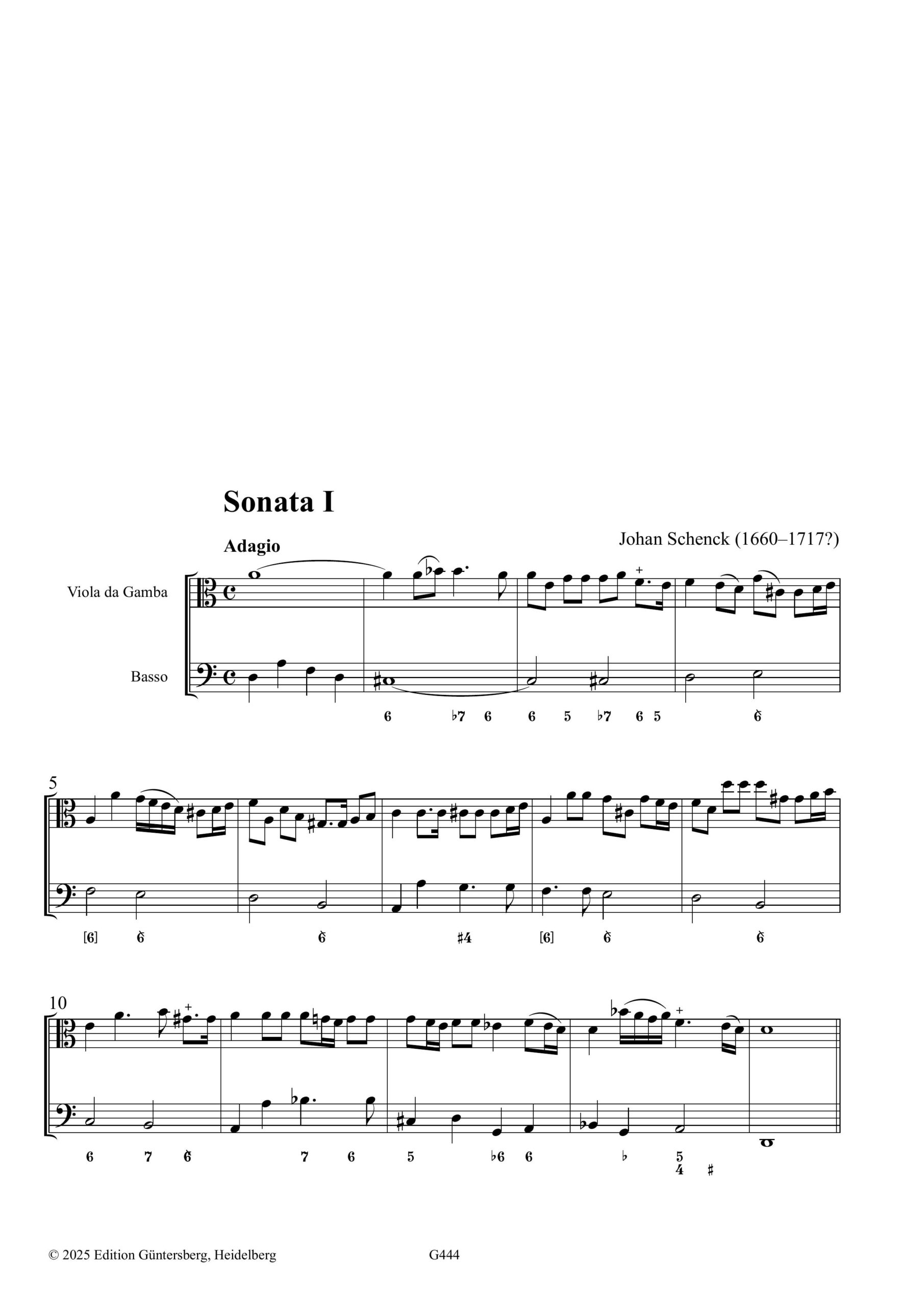 Johan Schenck (1660–1717?) Tyd en Konst-Oeffeningen - 15 Sonaten für Viola da Gamba und Basso continuo – Bild 4