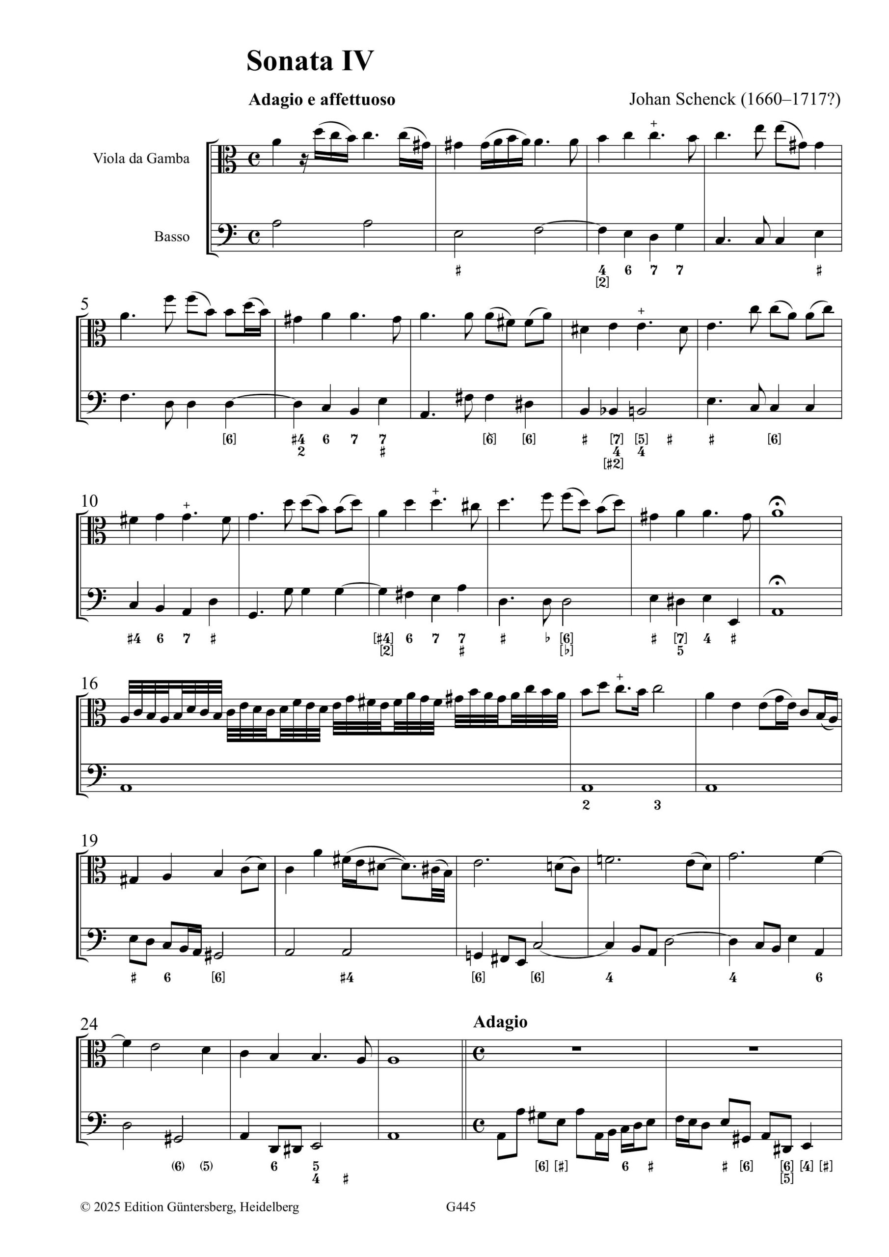 Johan Schenck (1660–1717?) Tyd en Konst-Oeffeningen - 15 Sonaten für Viola da Gamba und Basso continuo – Bild 2