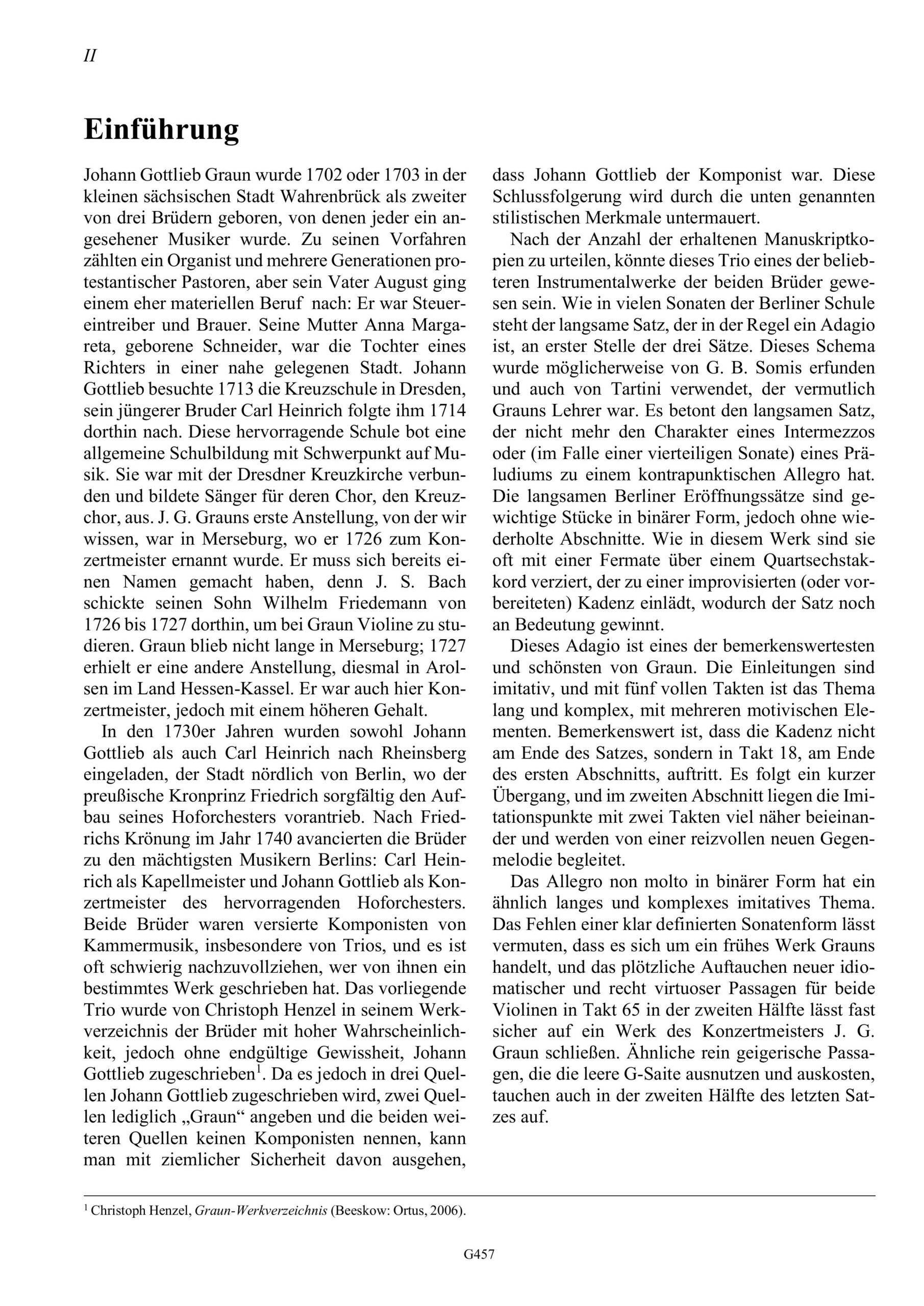 Johann Gottlieb Graun (1701/02–1771) Trio c-Moll - für zwei Violinen und Basso, Berlin ca. 1760 – Bild 2