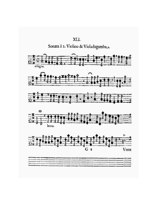 Dietrich Becker (1623-1679) Sonata à
2. Violino & Violdagamba. - aus Erster Theil zweystimmiger Sonaten und Suiten, Hamburg 1674