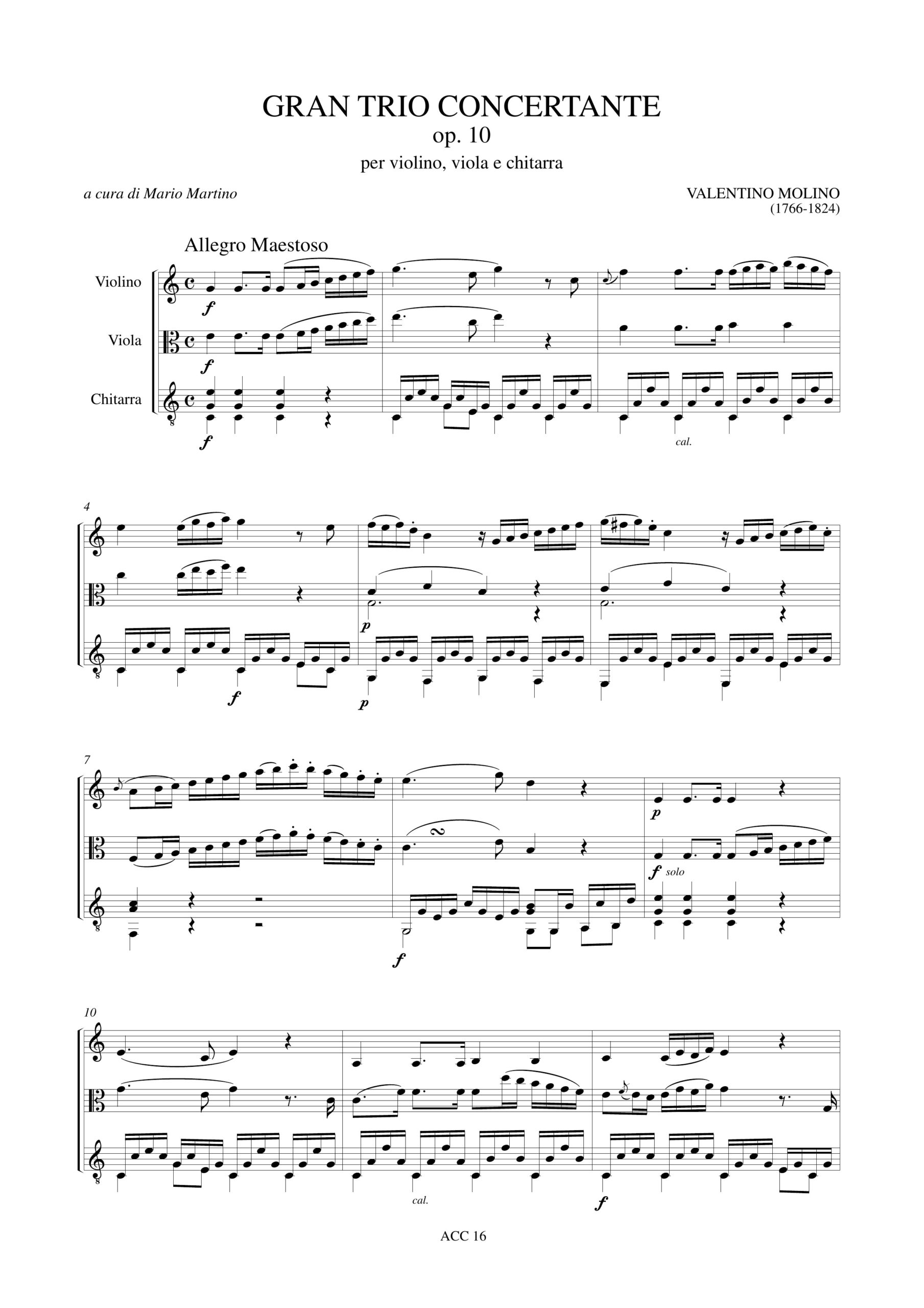 Molino, Valentino: Gran Trio Concertante Op. 10 per Violino, Viola e Chitarra - Image 2