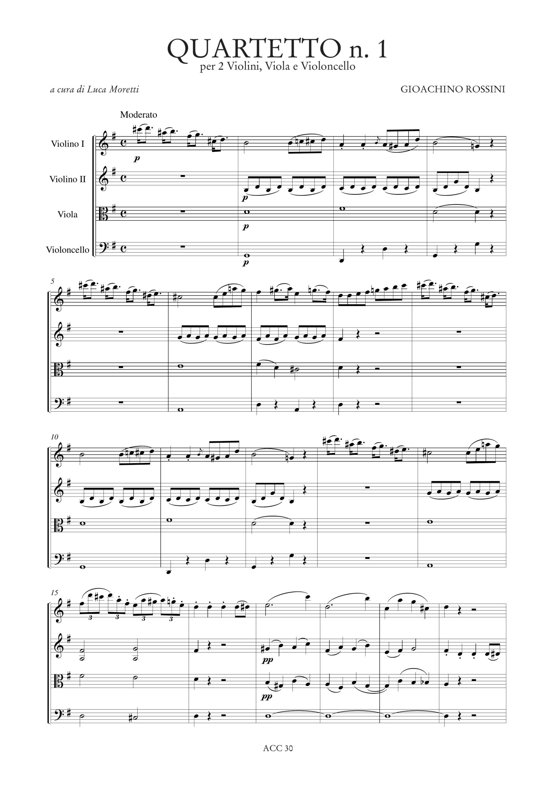 Rossini, Gioachino: Quartetto N. 1 in Sol maggiore per 2 Violini, Viola e Violoncello - Image 2