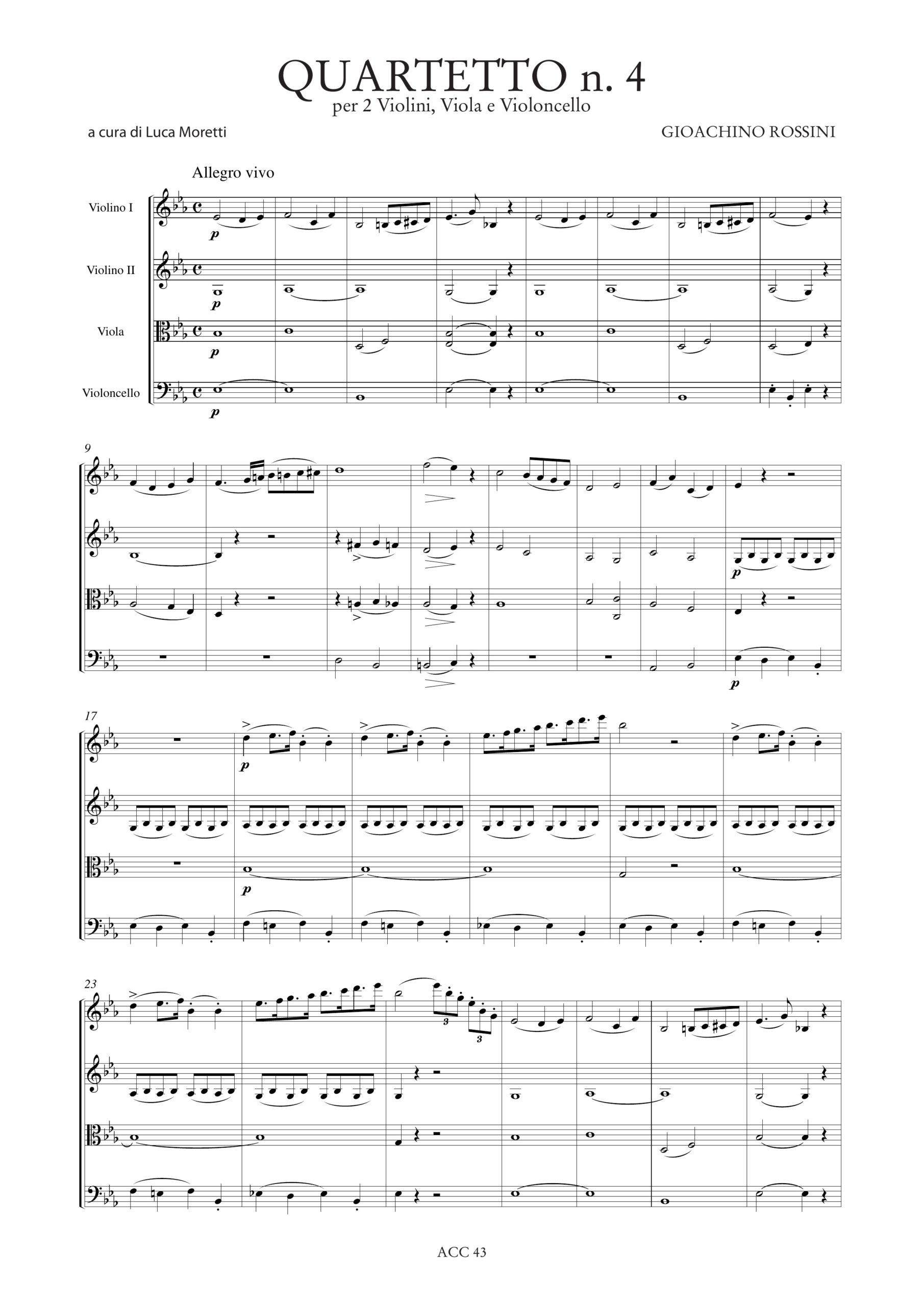 Rossini, Gioachino: Quartetto N. 4 in Mi bemolle maggiore per 2 Violini, Viola e Violoncello - Image 2