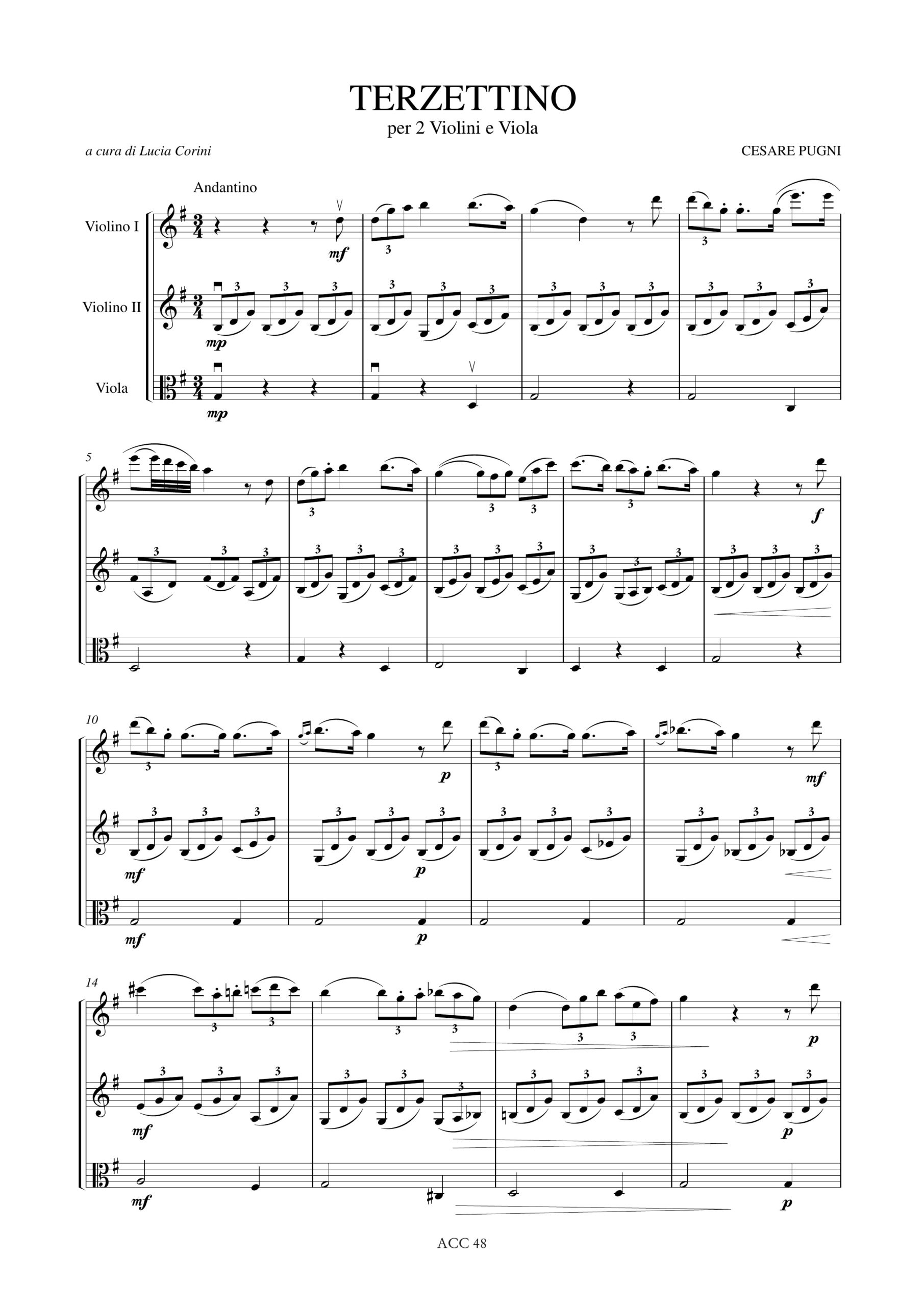 Pugni, Cesare: Terzettino per 2 Violini e Viola - Image 2