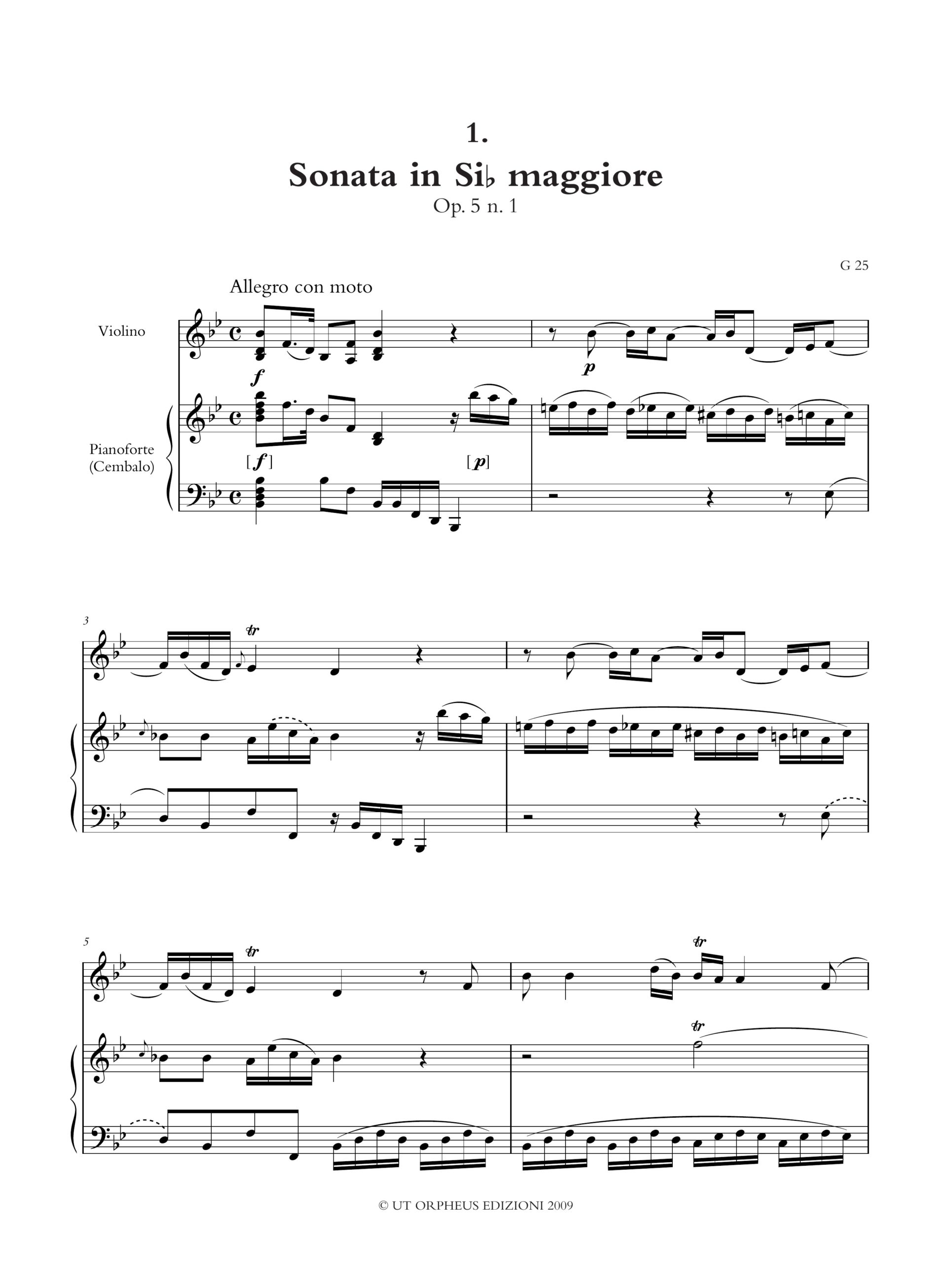 Boccherini, Luigi: 6 Sonate Op. 5 (G 25-30) per Tastiera e Violino - Image 2