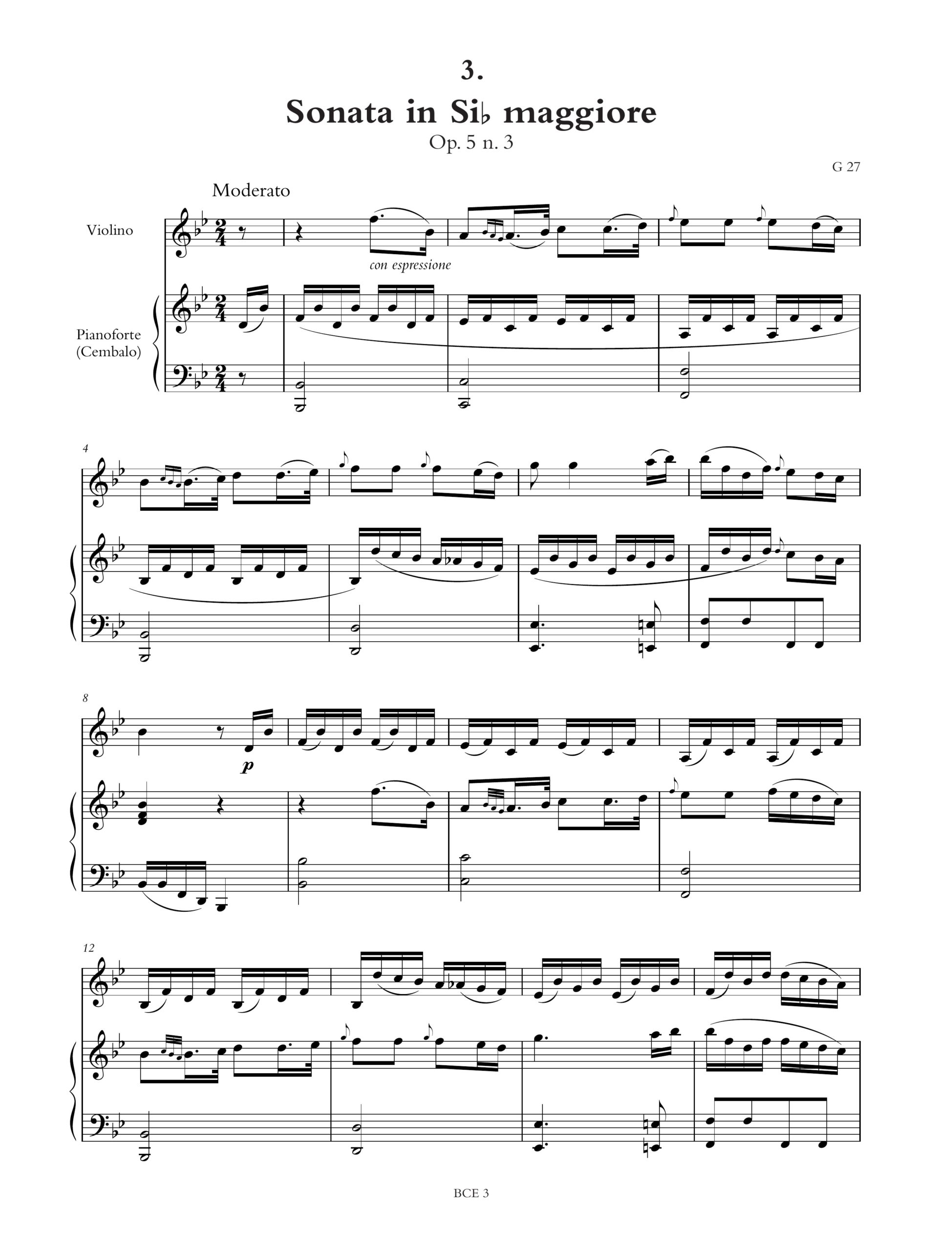 Boccherini, Luigi: 6 Sonate Op. 5 (G 25-30) per Tastiera e Violino - Image 4