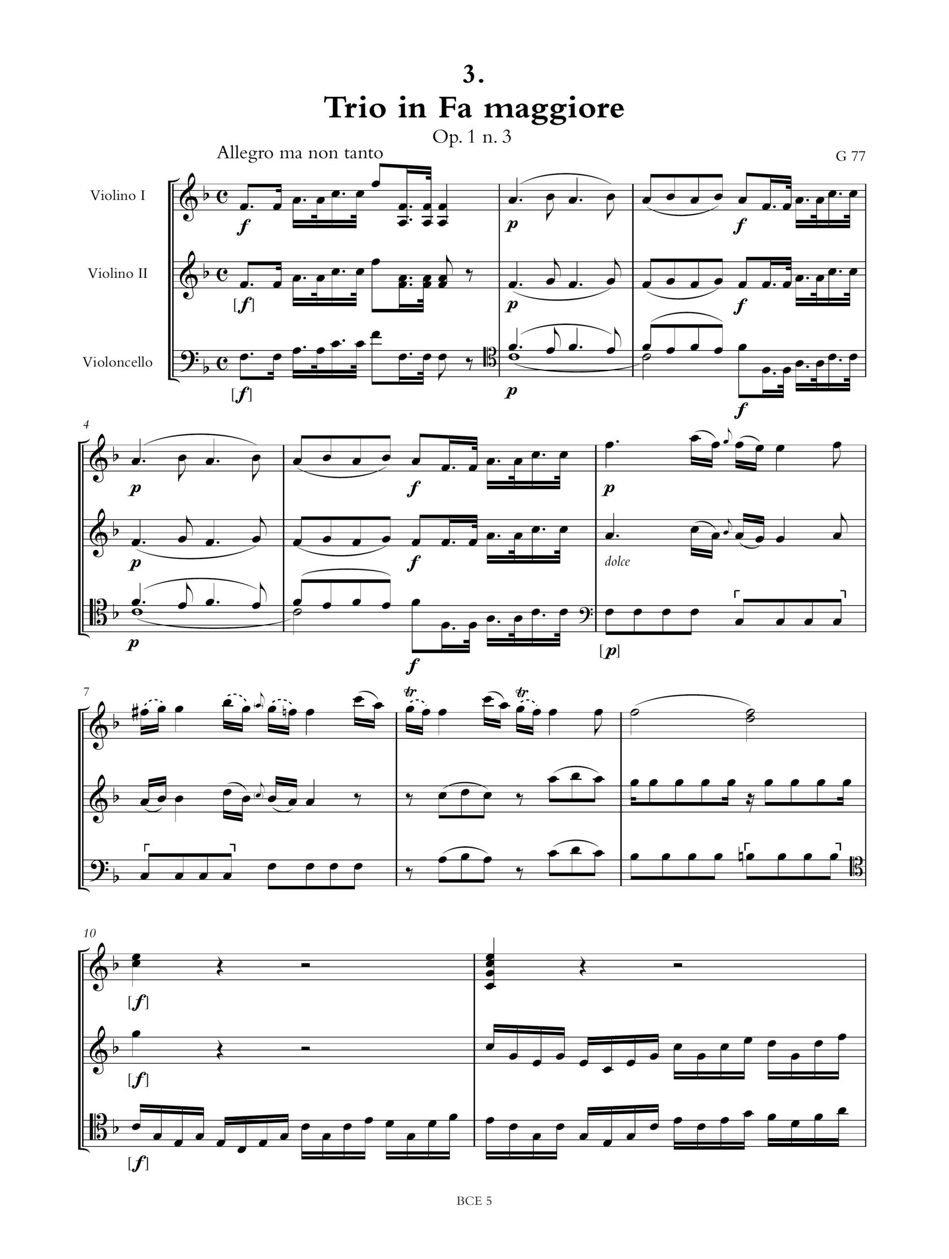 Boccherini, Luigi: 6 Trii Op. 1 (G 77-82) per 2 Violini e Violoncello - Image 4