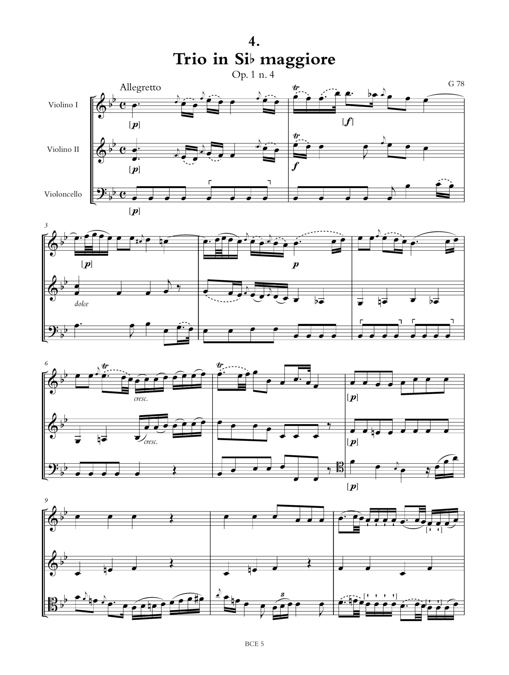 Boccherini, Luigi: 6 Trii Op. 1 (G 77-82) per 2 Violini e Violoncello - Image 5