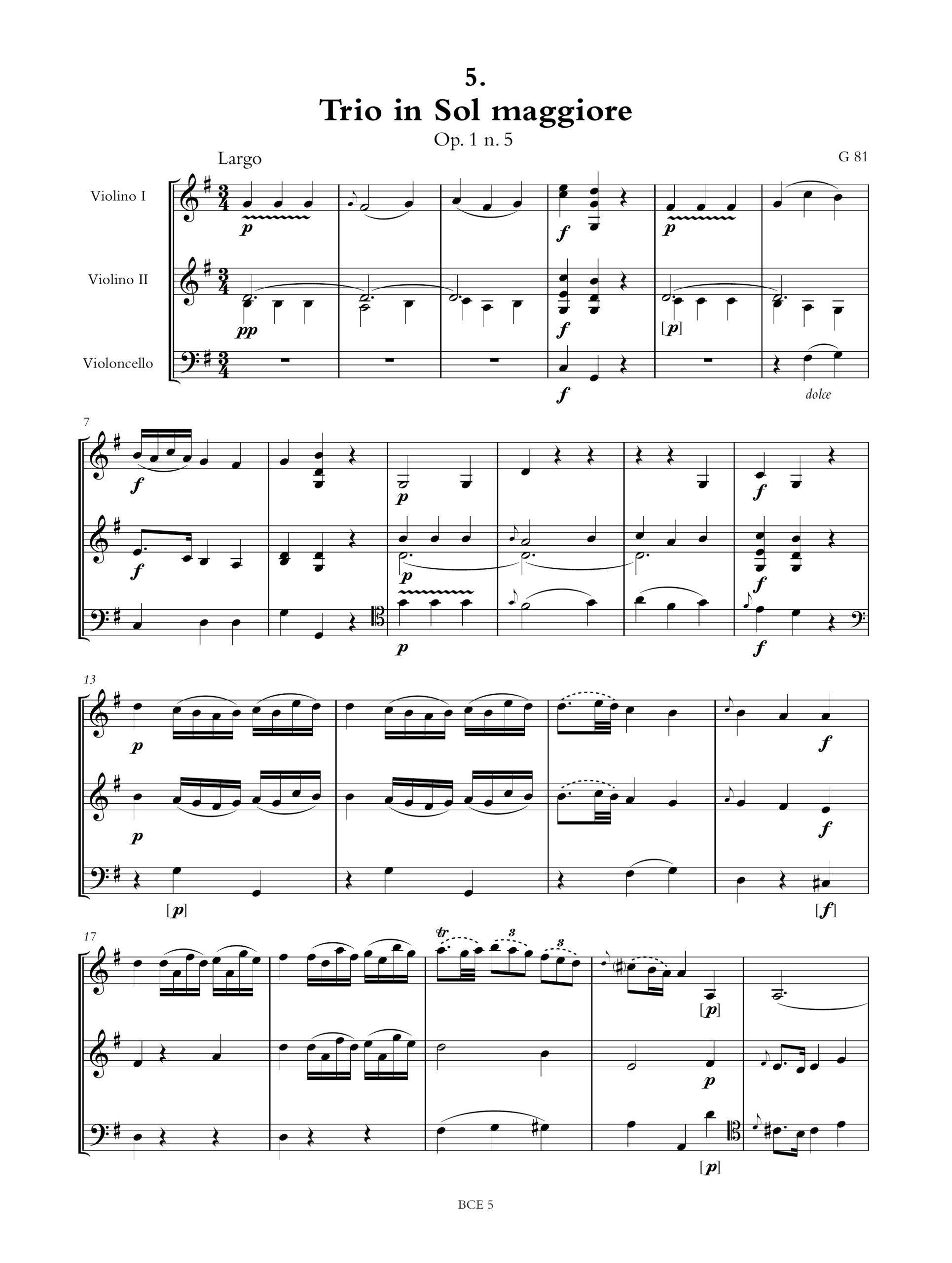 Boccherini, Luigi: 6 Trii Op. 1 (G 77-82) per 2 Violini e Violoncello - Image 6