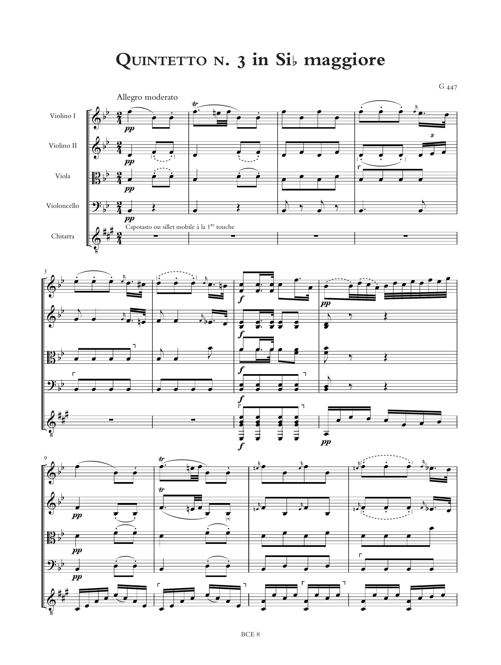 Boccherini, Luigi: 9 Quintetti per Chitarra, 2 Violini, Viola e Violoncello (G 445-450, 451, 453, G deest) - Image 4