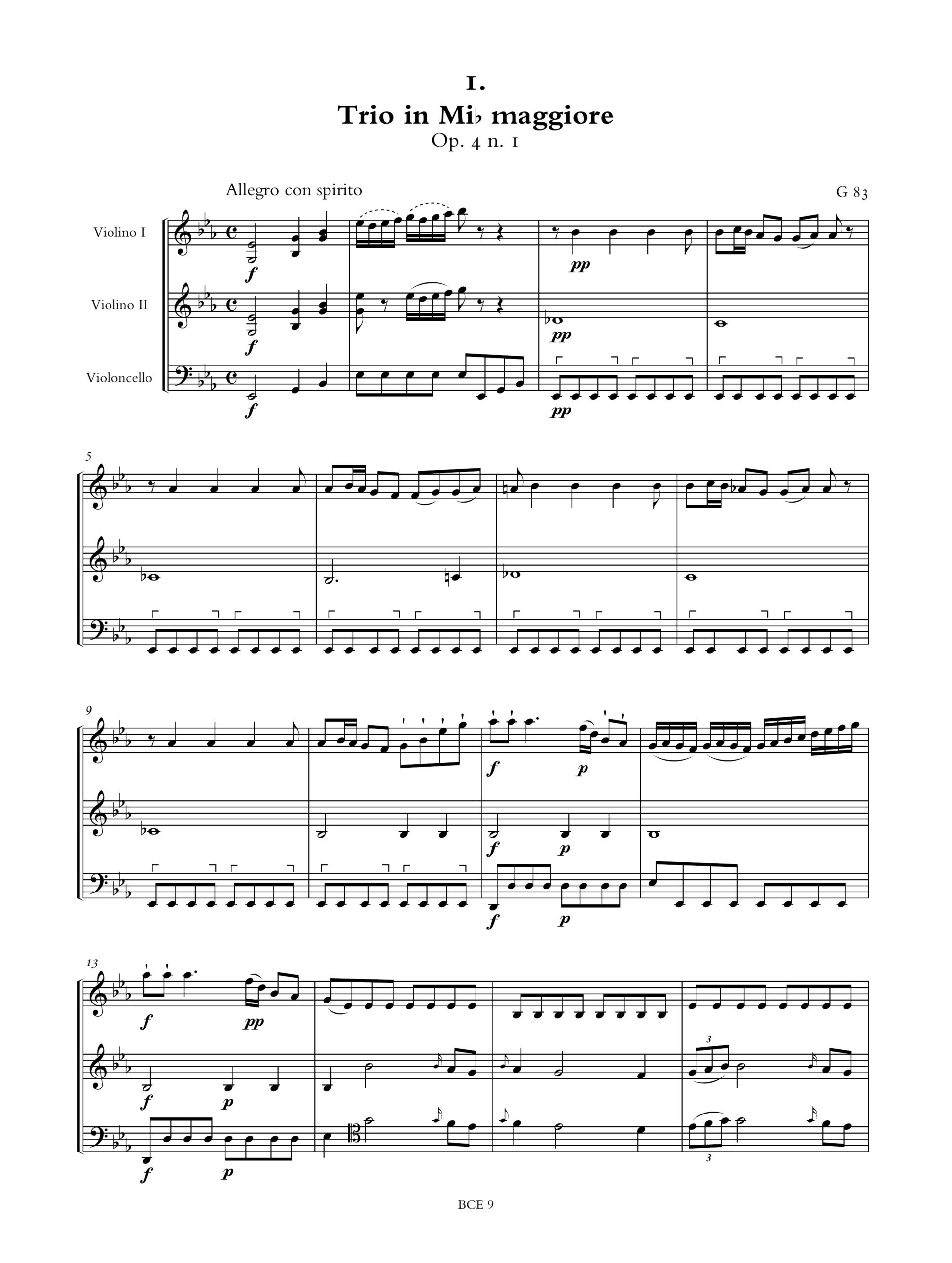 Boccherini, Luigi: 6 Trii per 2 Violini e Violoncello op. 4 (G 83-88) - Image 2