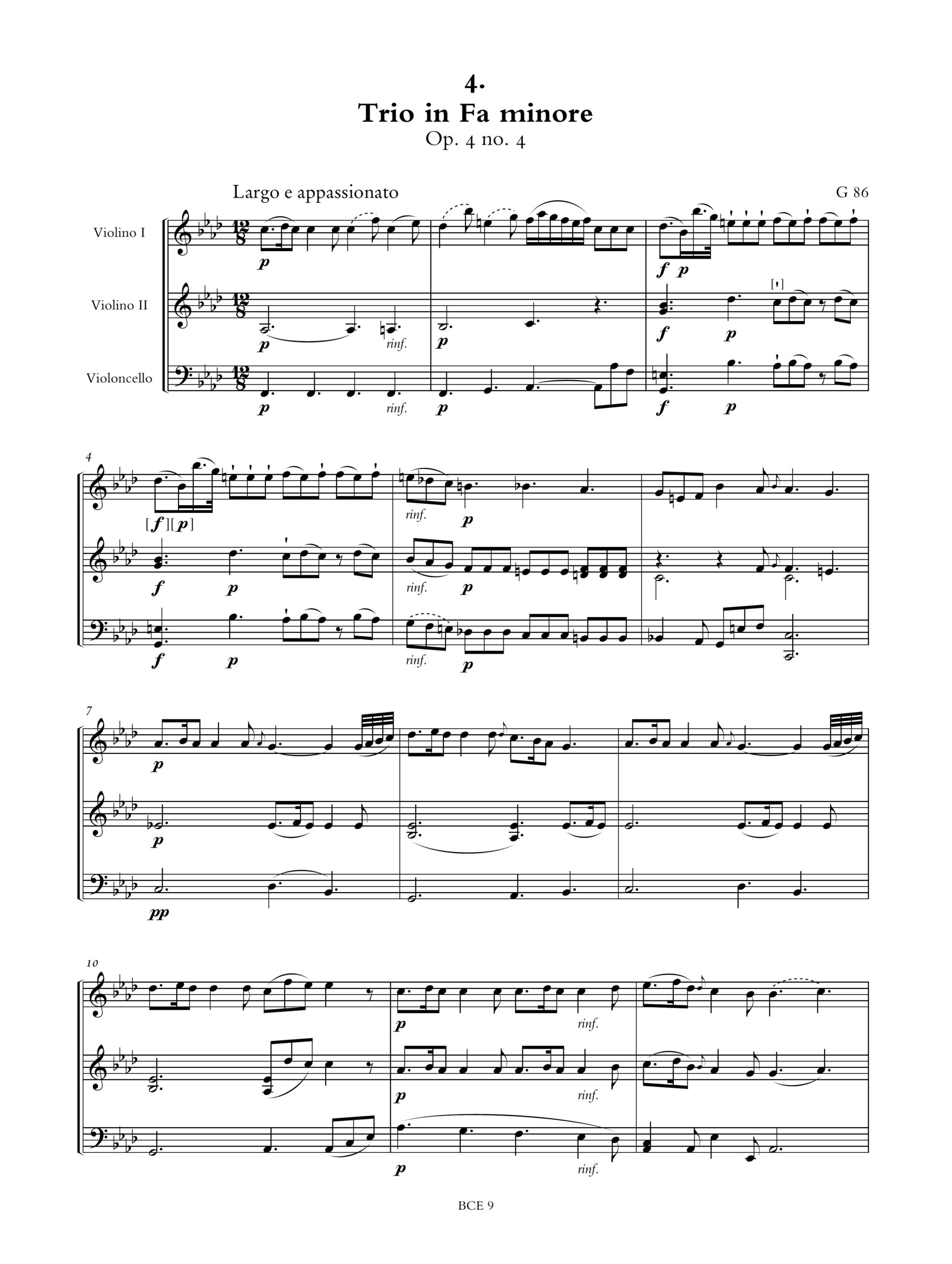 Boccherini, Luigi: 6 Trii per 2 Violini e Violoncello op. 4 (G 83-88) - Image 5