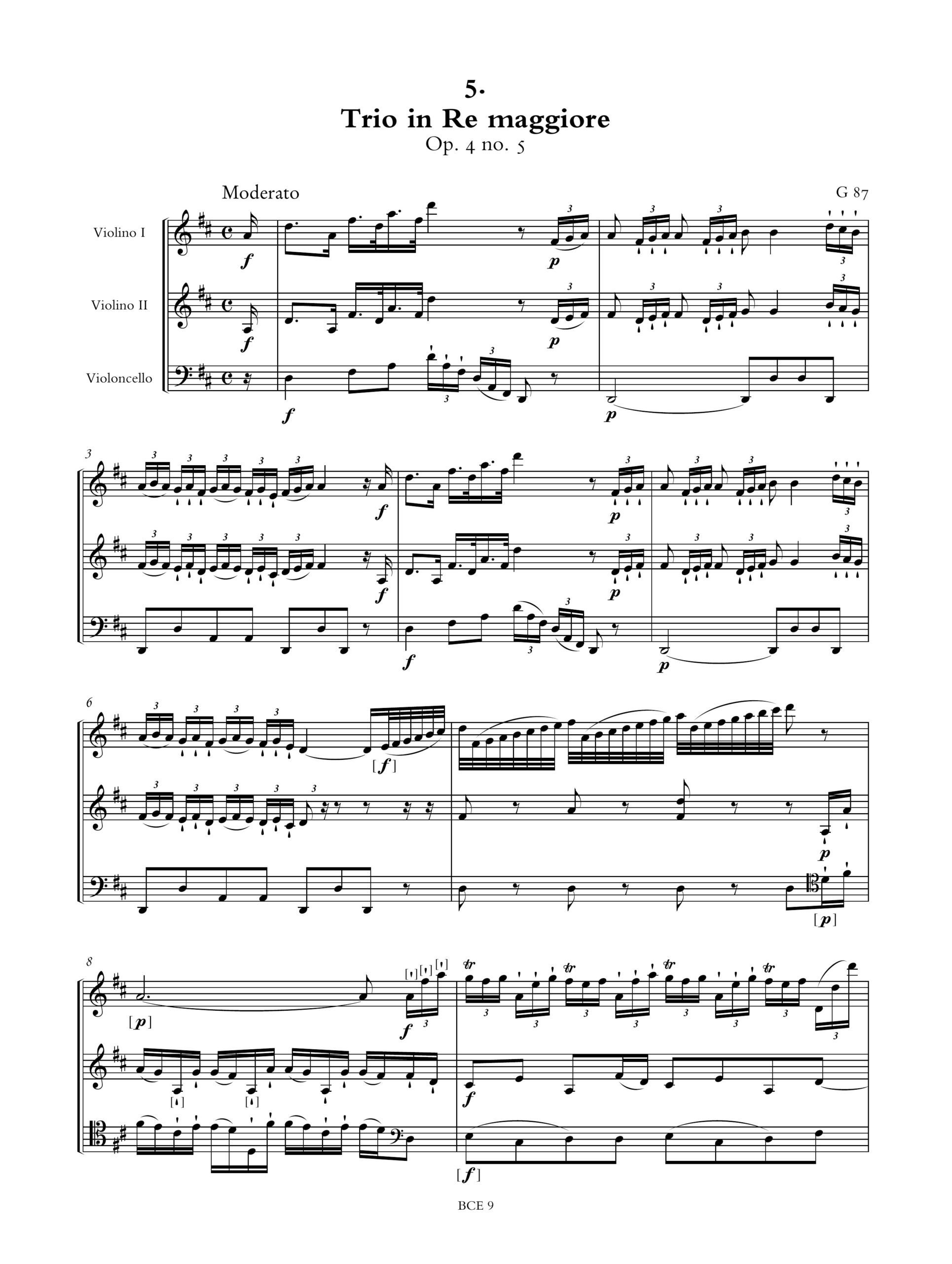 Boccherini, Luigi: 6 Trii per 2 Violini e Violoncello op. 4 (G 83-88) - Image 6