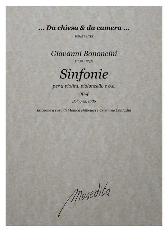 Giovanni Bononcini (1670 - 1747) - Sinfonie a tre op.4 (Bologna, 1686)