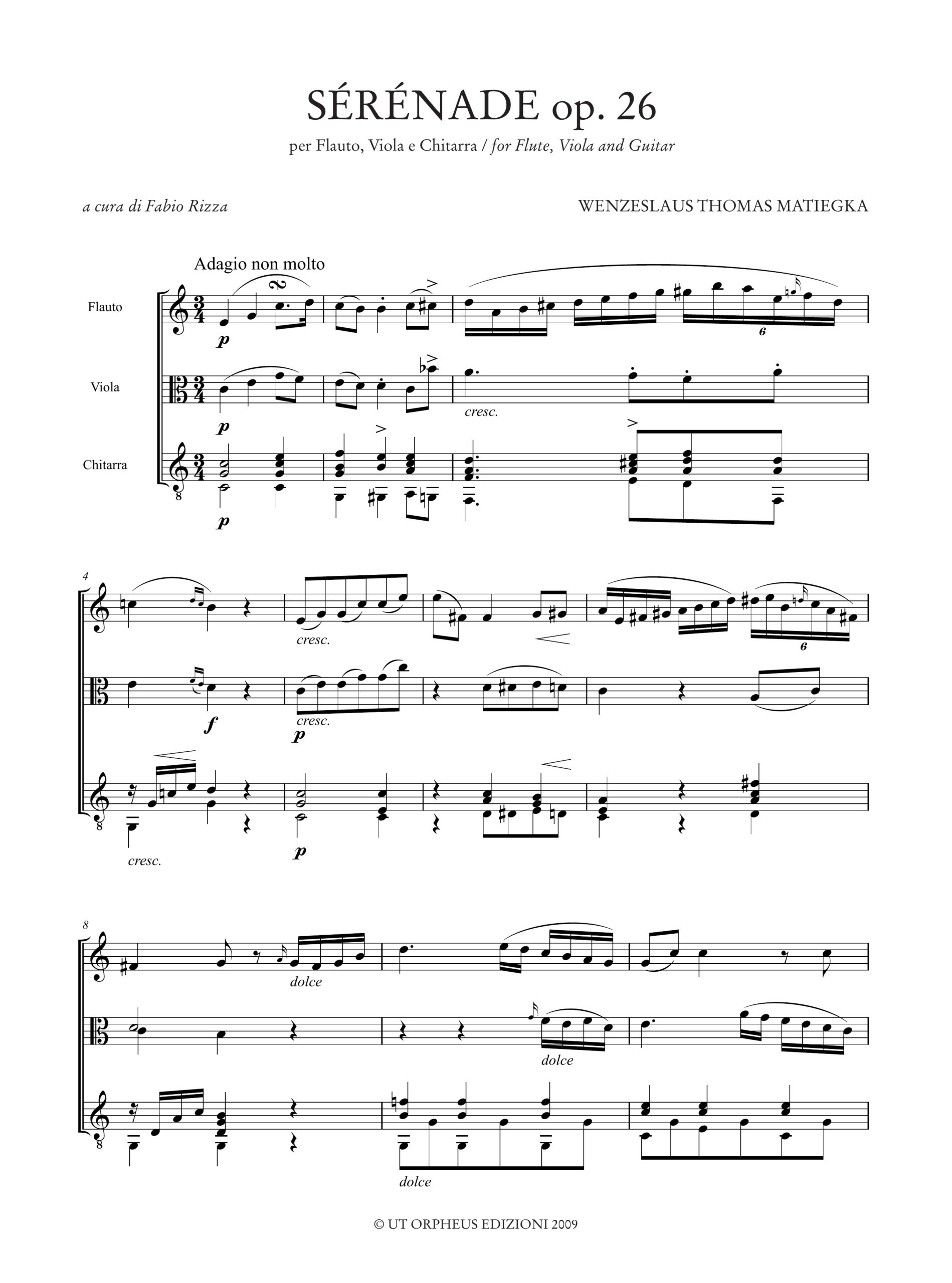 Matiegka, Wenzeslaus Thomas: Sérénade Op. 26 per Flauto, Viola e Chitarra - Image 2