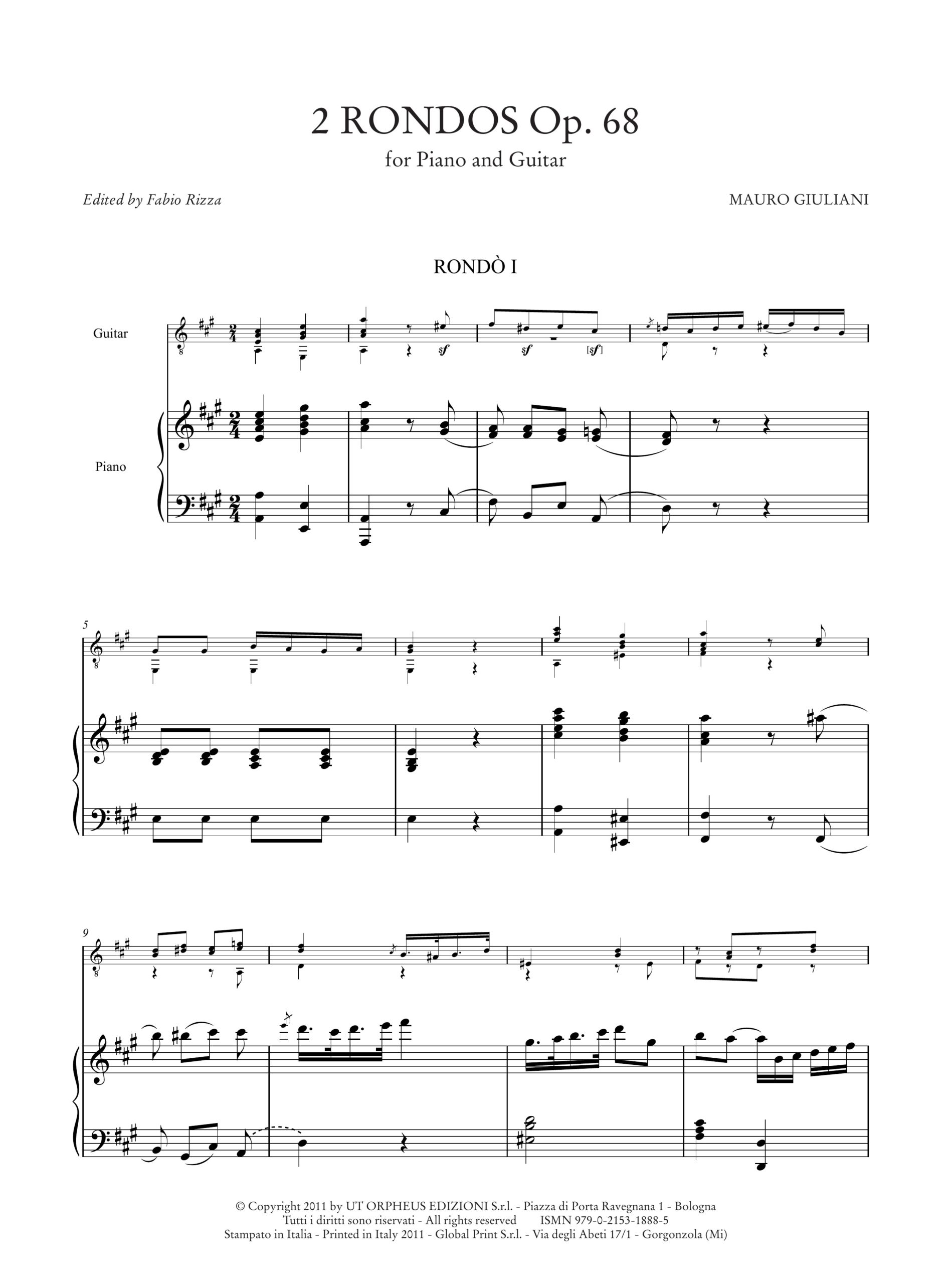 Giuliani, Mauro: 2 Rondò Op. 68 per Pianoforte e Chitarra - Image 2