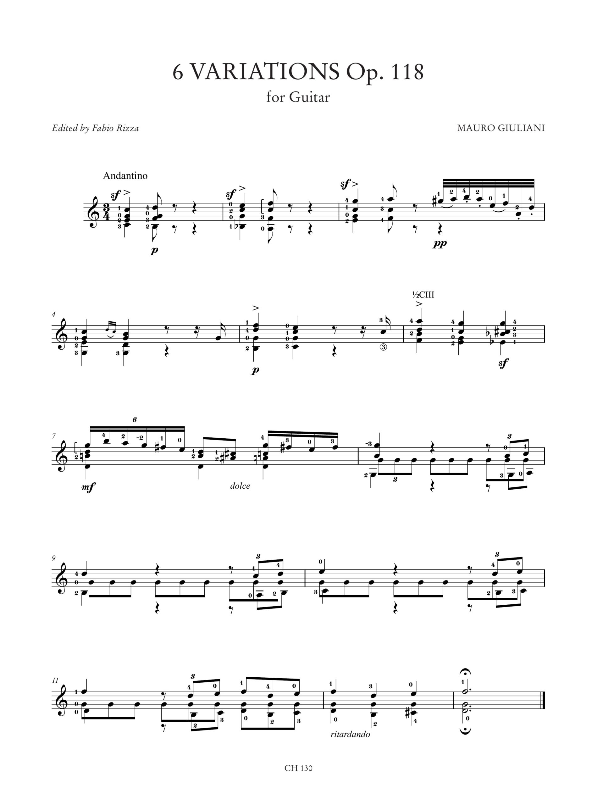 Giuliani, Mauro: 6 Variazioni Op. 118 per Chitarra - Image 2