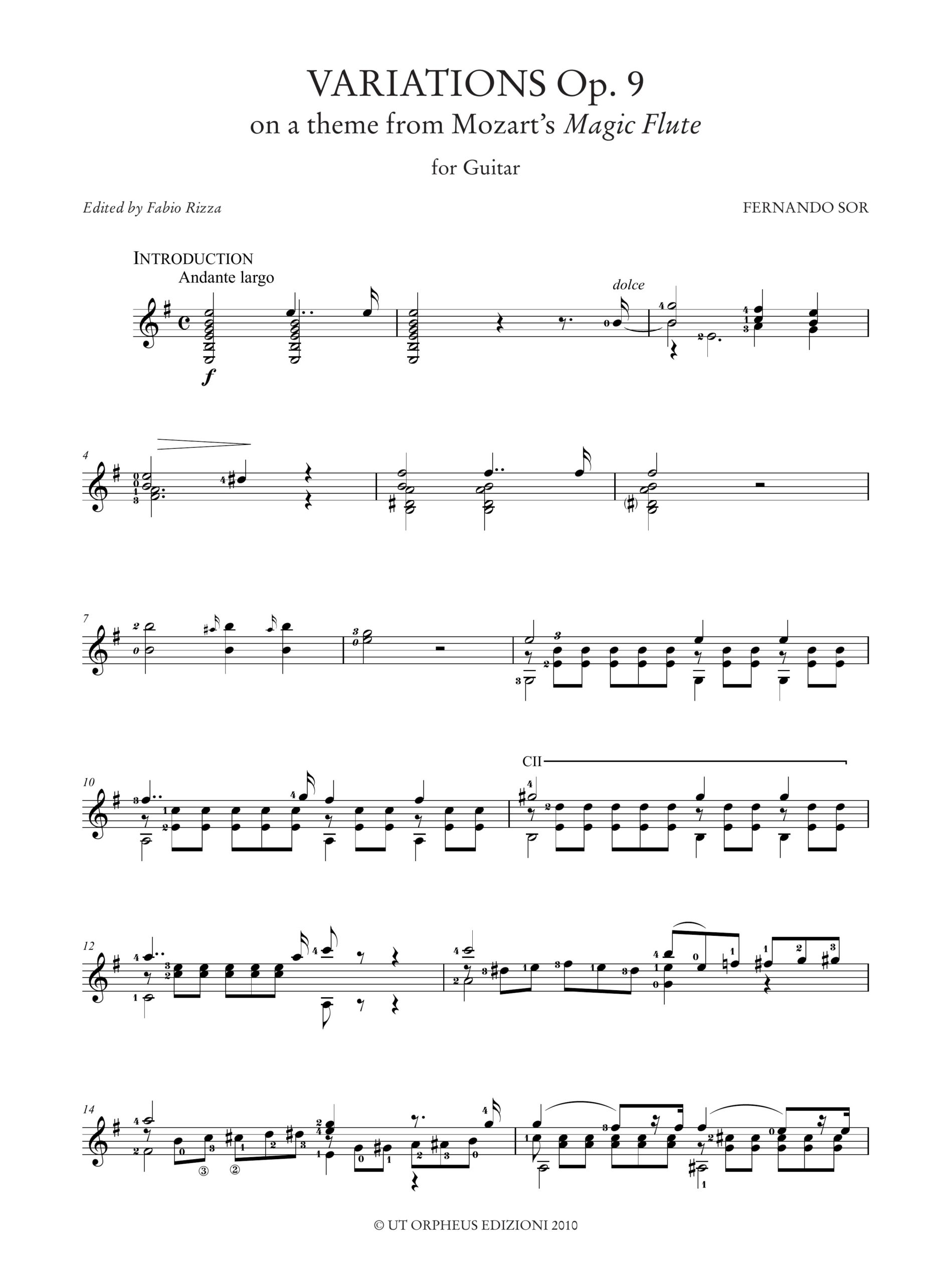Sor, Fernando: Variazioni Op. 9 su un tema dal “Flauto Magico” di Mozart per Chitarra - Image 2
