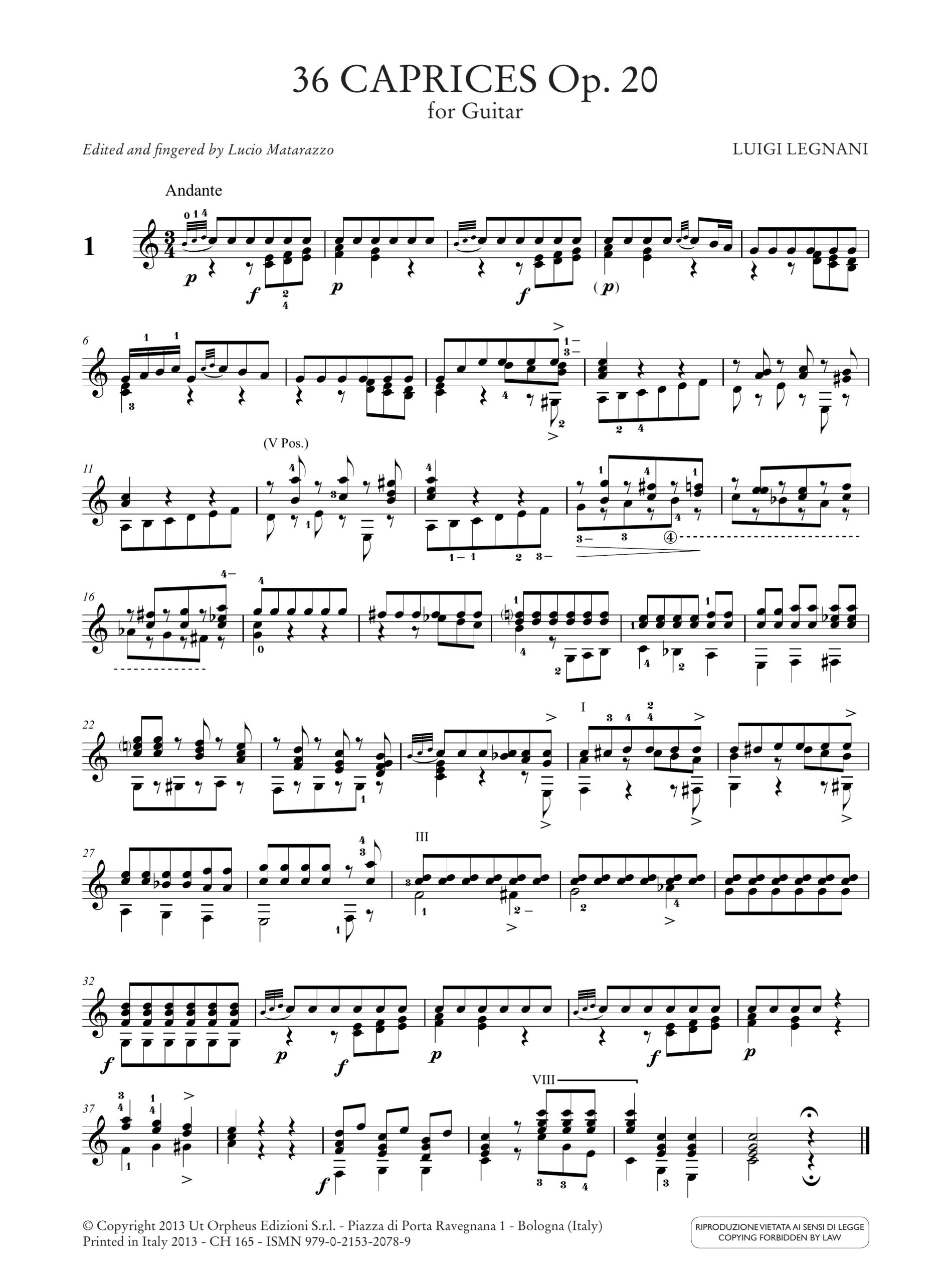 Legnani, Luigi: 36 Capricci op. 20 per Chitarra - Image 2