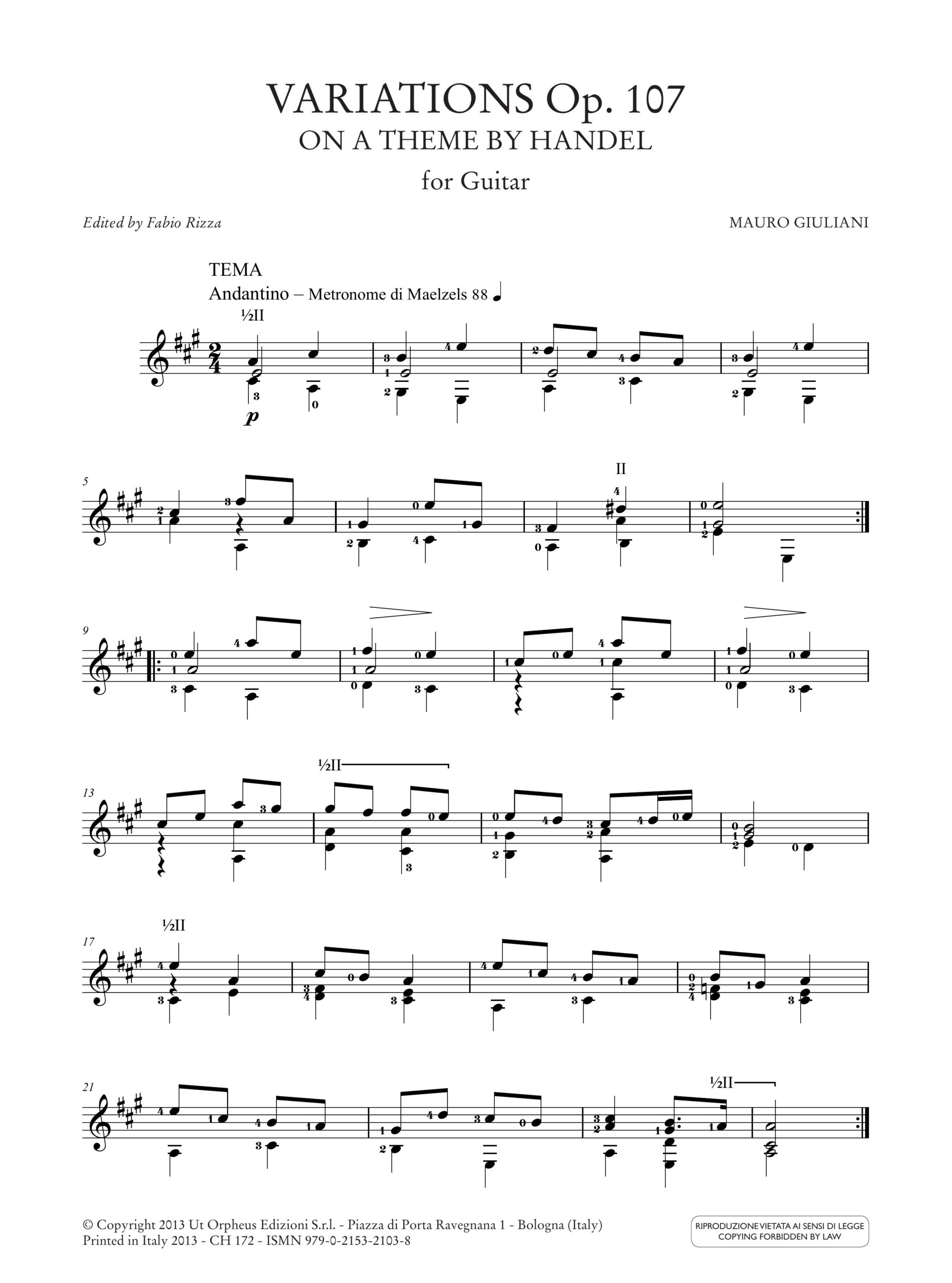 Giuliani, Mauro: Variazioni op. 107 su un tema di Händel per Chitarra - Image 2