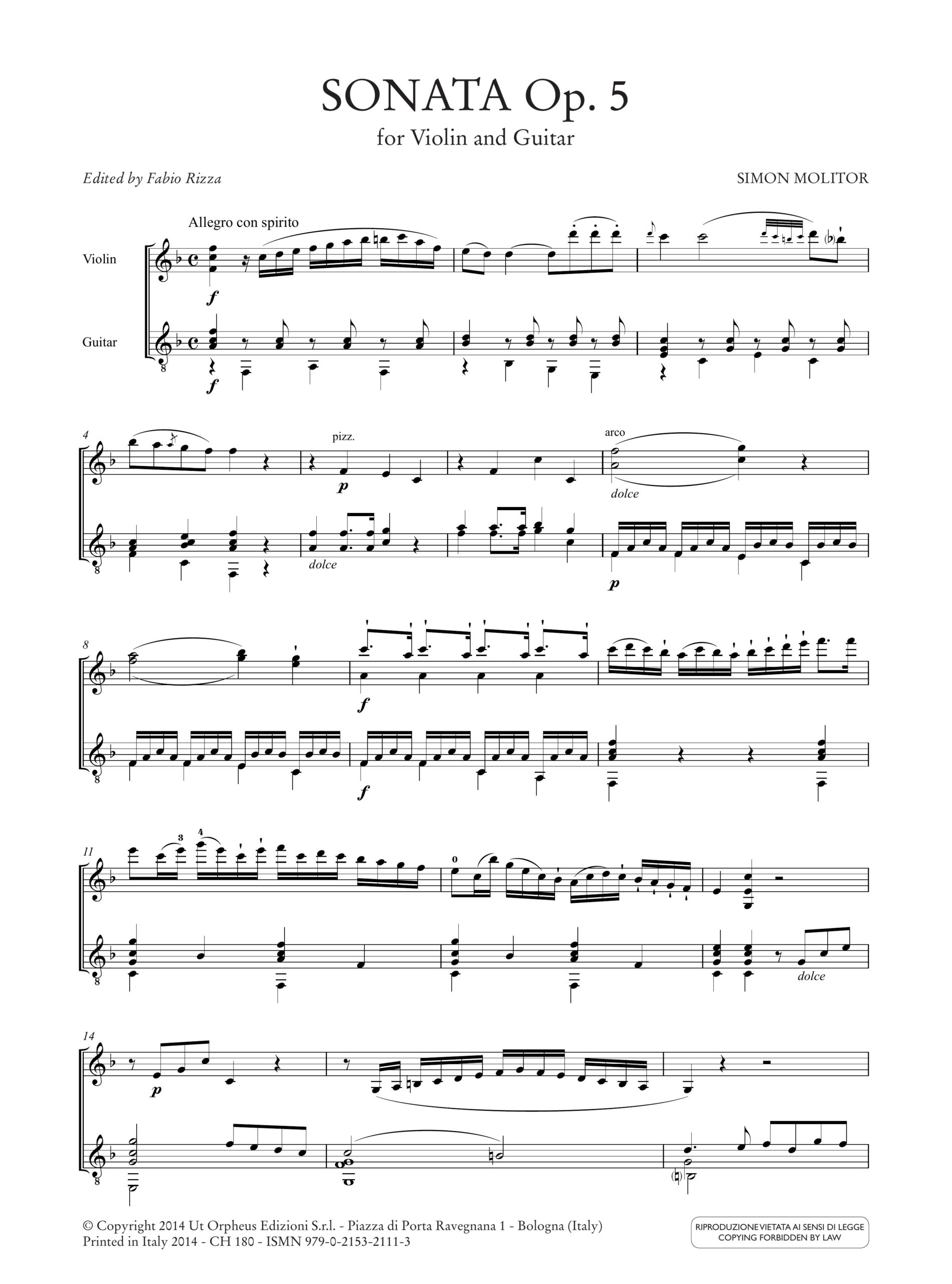 Molitor, Simon: Sonata op. 5 per Violino e Chitarra - Image 2