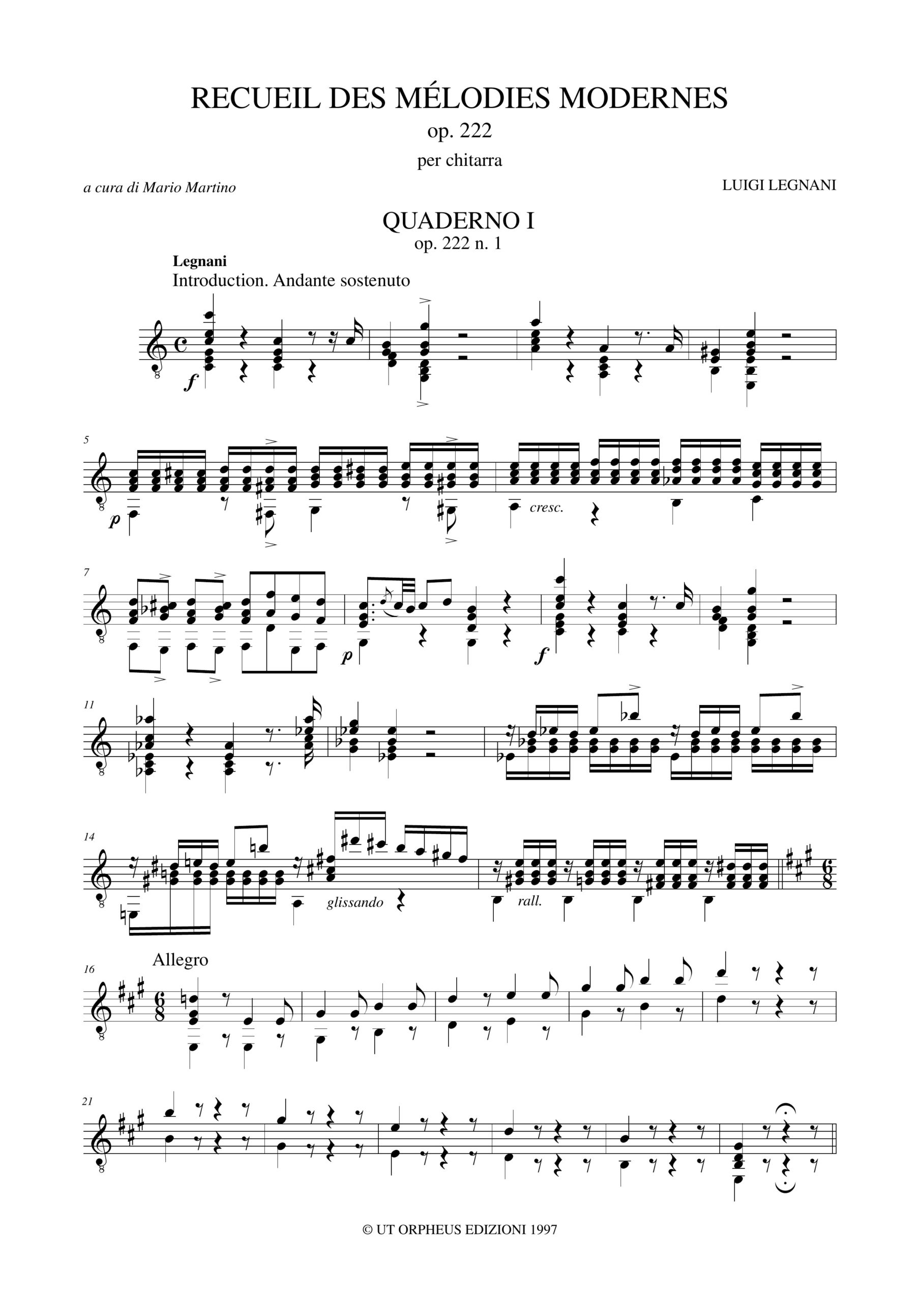 Legnani, Luigi: Recueil des Mélodies modernes Op. 222 per Chitarra - Image 2