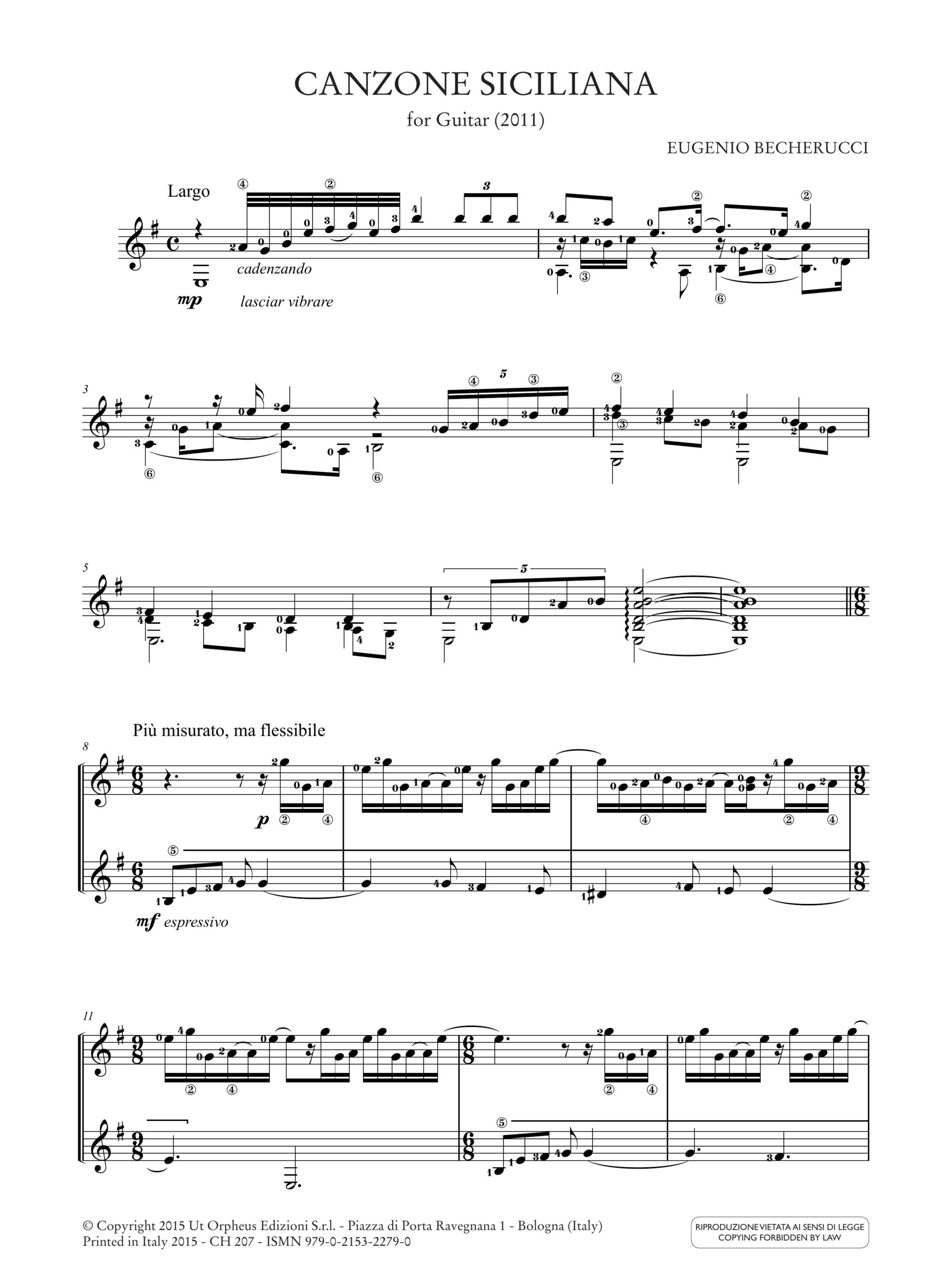 Becherucci, Eugenio: Canzone Siciliana per Chitarra (2011) - Image 2