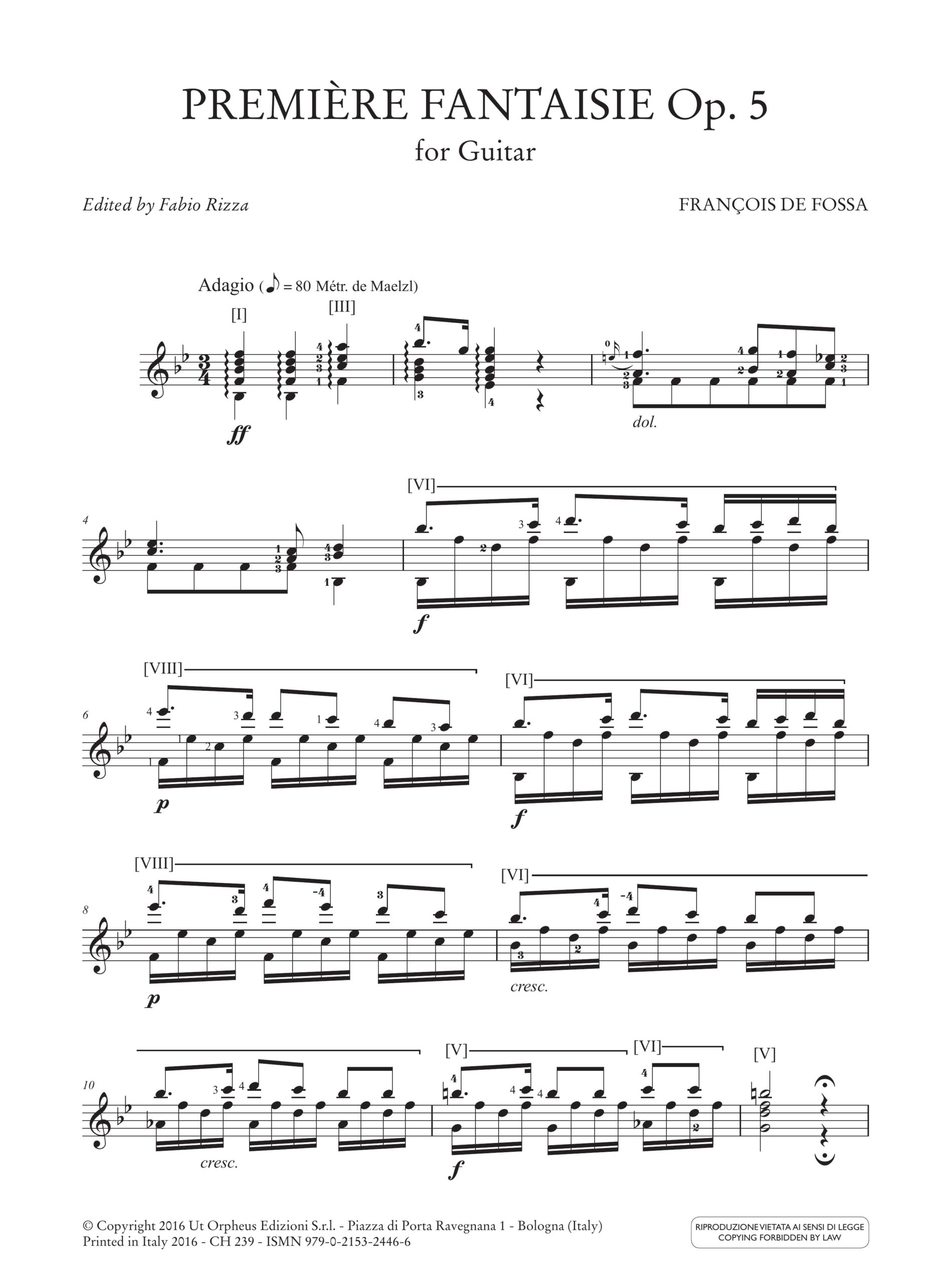 Fossa, François de: Première Fantaisie op. 5 per Chitarra - Image 2