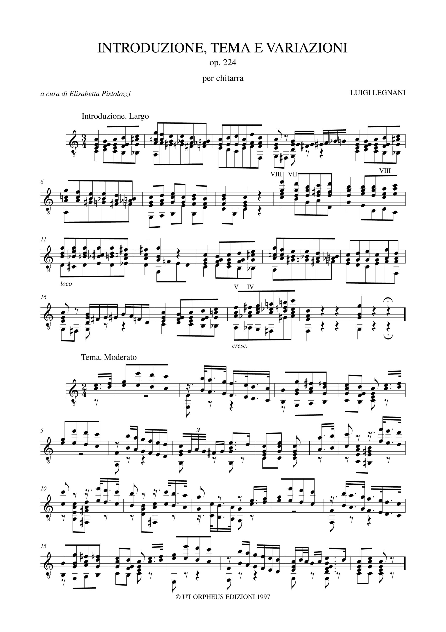 Legnani, Luigi: Introduzione, Tema e Variazioni Op. 224 per Chitarra - Image 2