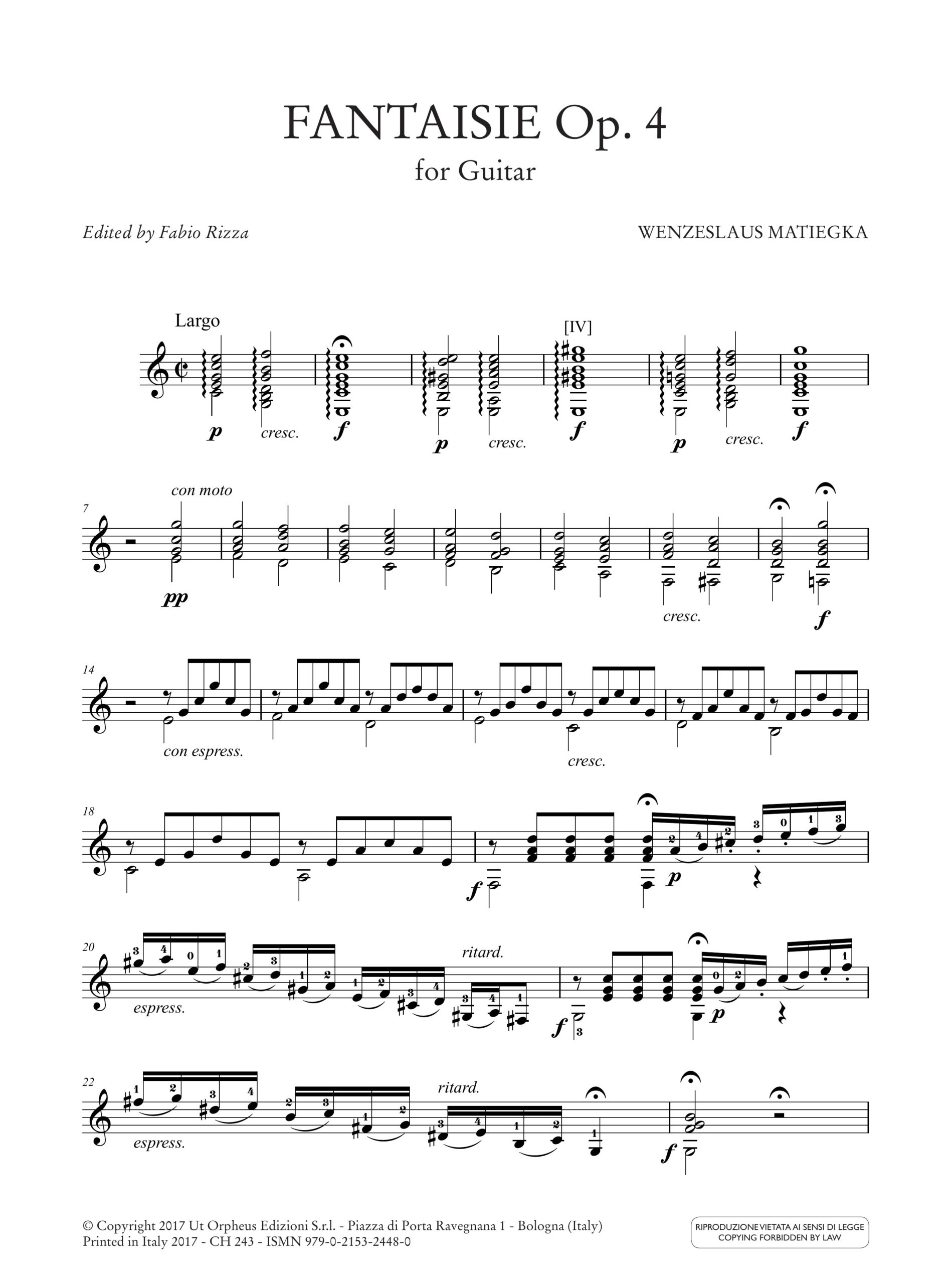 Matiegka, Wenzeslaus Thomas: Fantaisie op. 4 per Chitarra - Image 2