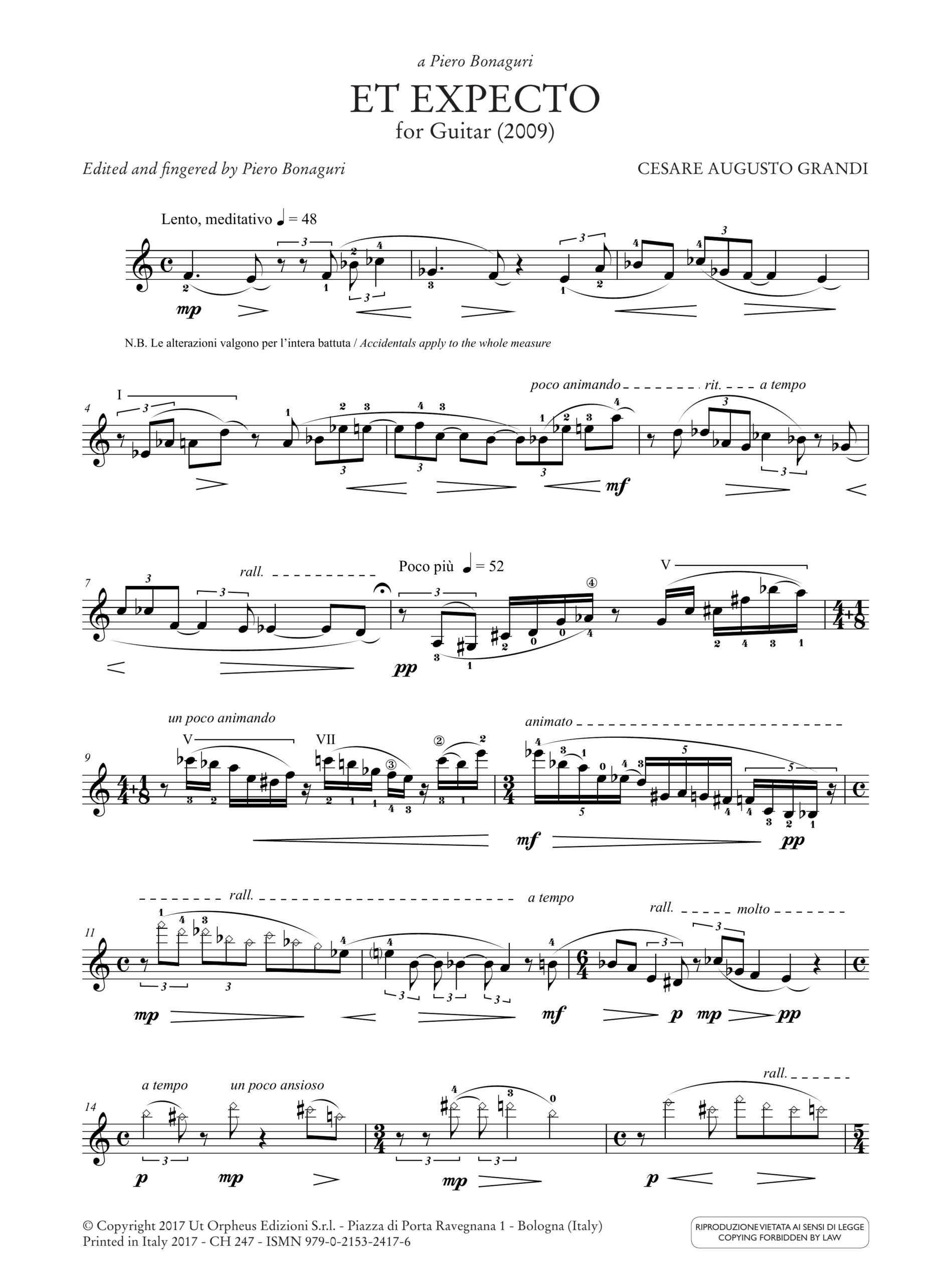 Grandi, Cesare Augusto: Et Expecto per Chitarra (2009) - Image 2